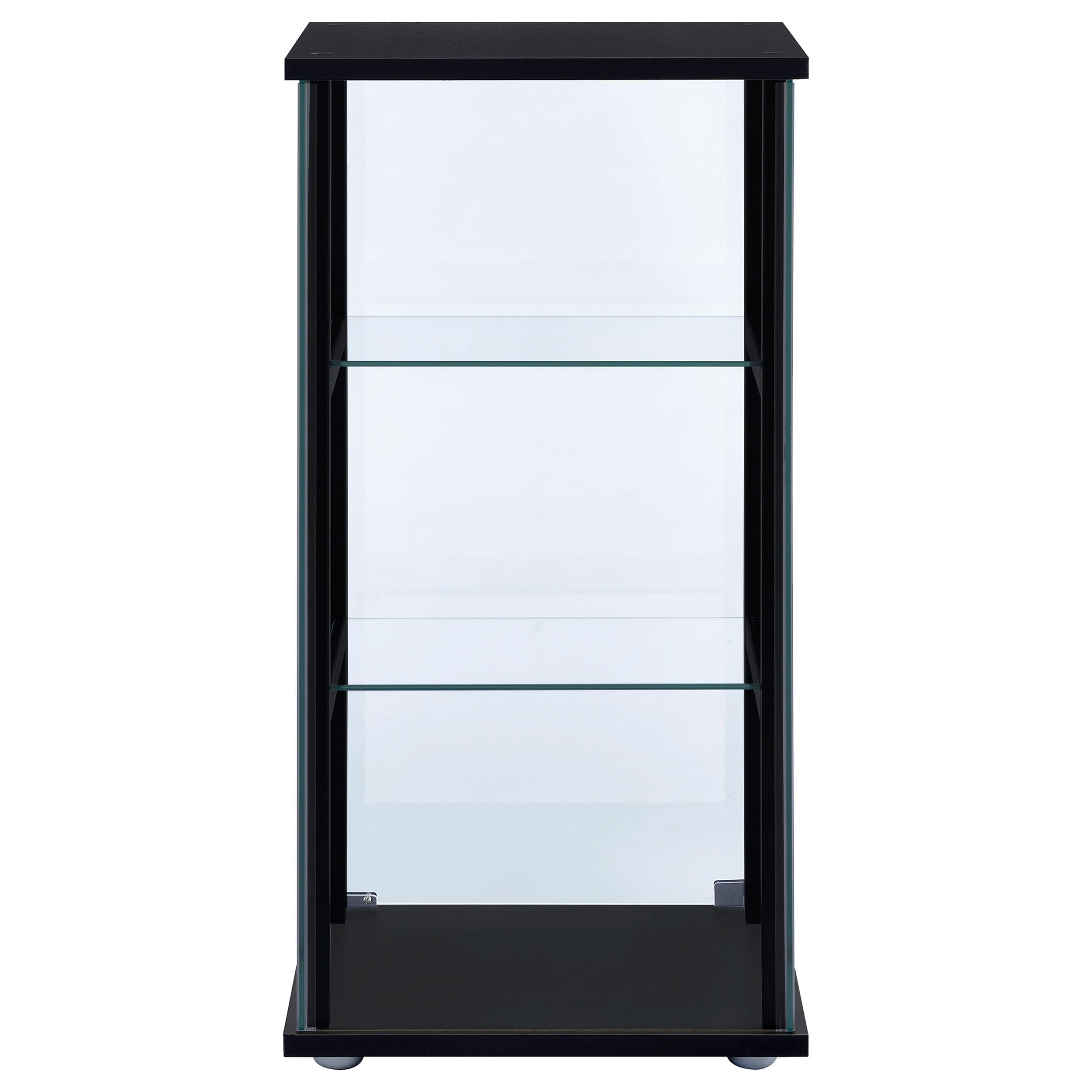  Coaster Furniture Cyclamen 950179 3-shelf Clear Glass Curio Display Cabinet - Black IMAGE 5