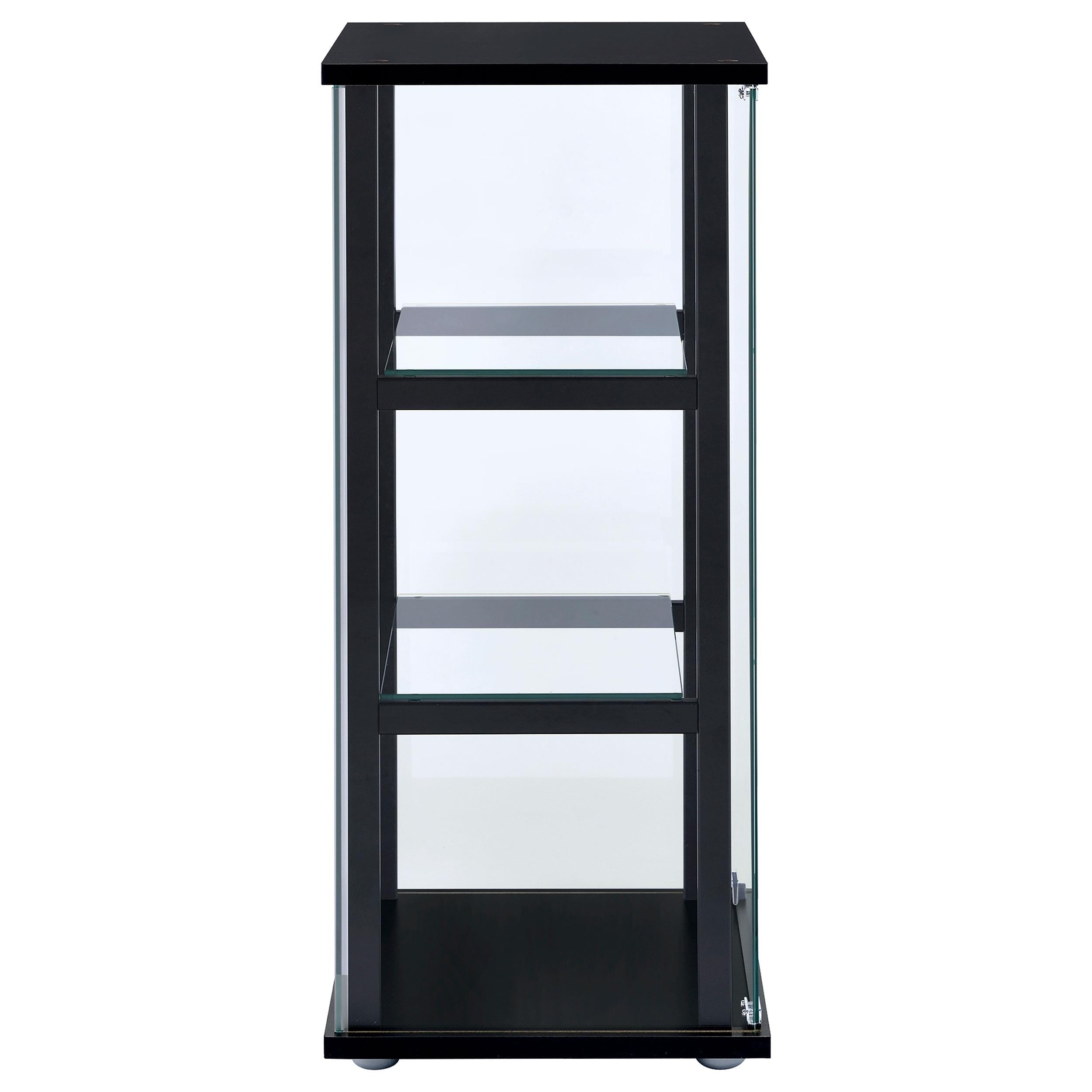  Coaster Furniture Cyclamen 950179 3-shelf Clear Glass Curio Display Cabinet - Black IMAGE 6