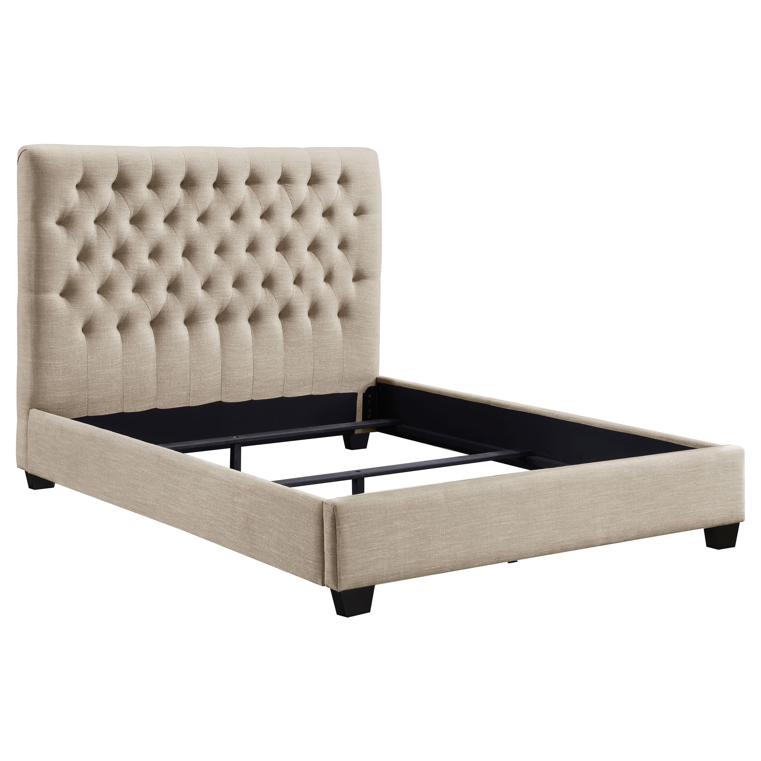  Size_Full  -- Chloe 300007F Upholstered Full Panel Bed - Oatmeal IMAGE 1