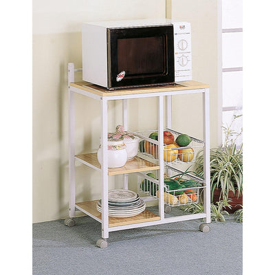  Coaster Furniture Kelvin 2506 2-shelf Mobile Kitchen Cart - Natural Brown and White IMAGE 1