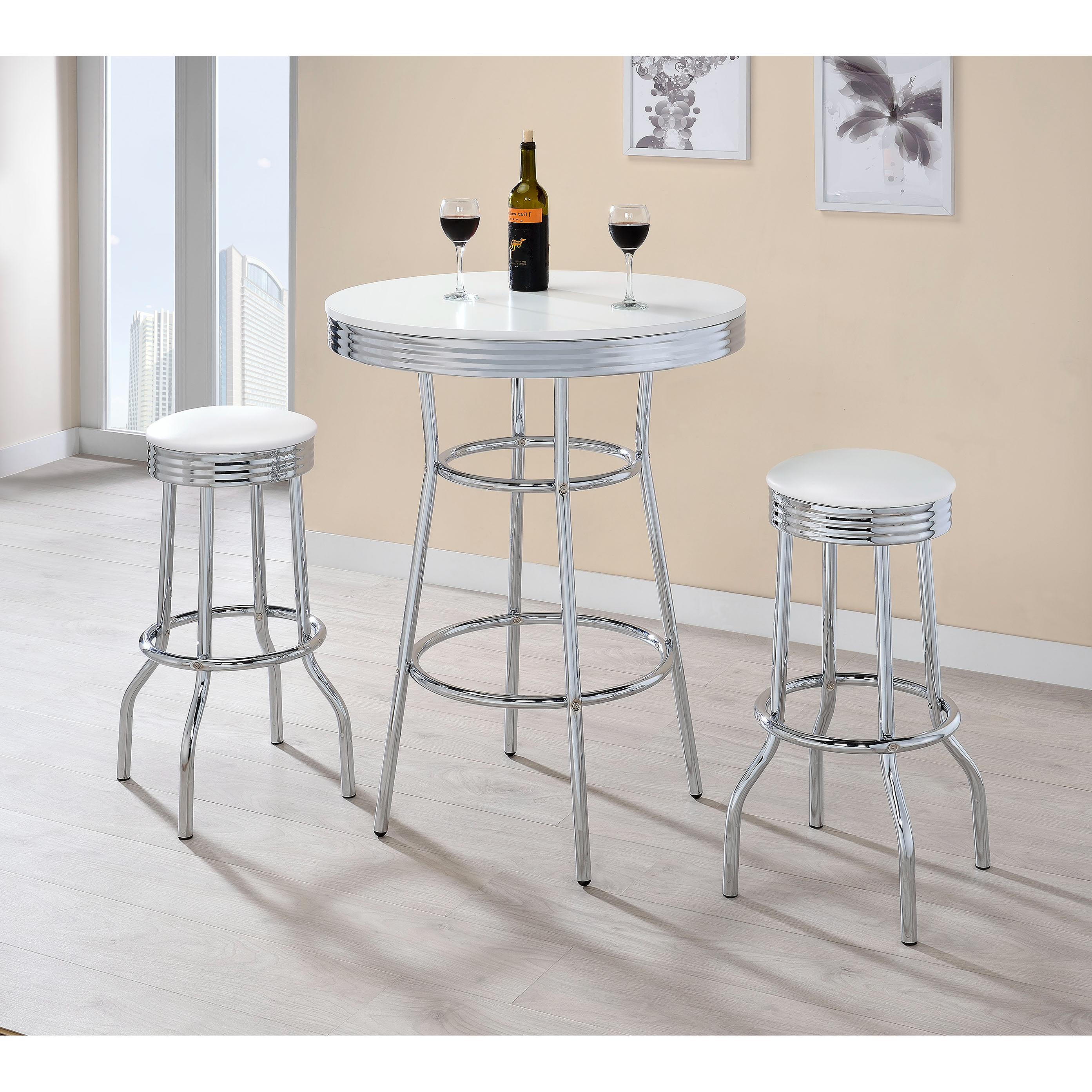  Coaster Furniture Retro 2300 Round 30-inch 1950's Bistro Pub Height Bar Table - White IMAGE 2