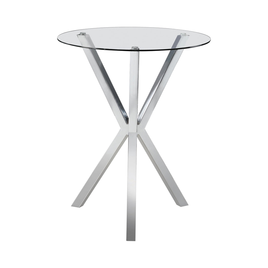  Coaster Furniture Denali 100186 Round 35-inch Glass Top Bistro Bar Table - Chrome IMAGE 1