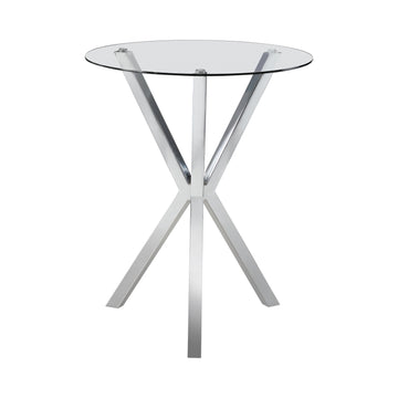  Coaster Furniture Denali 100186 Round 35-inch Glass Top Bistro Bar Table - Chrome IMAGE 1