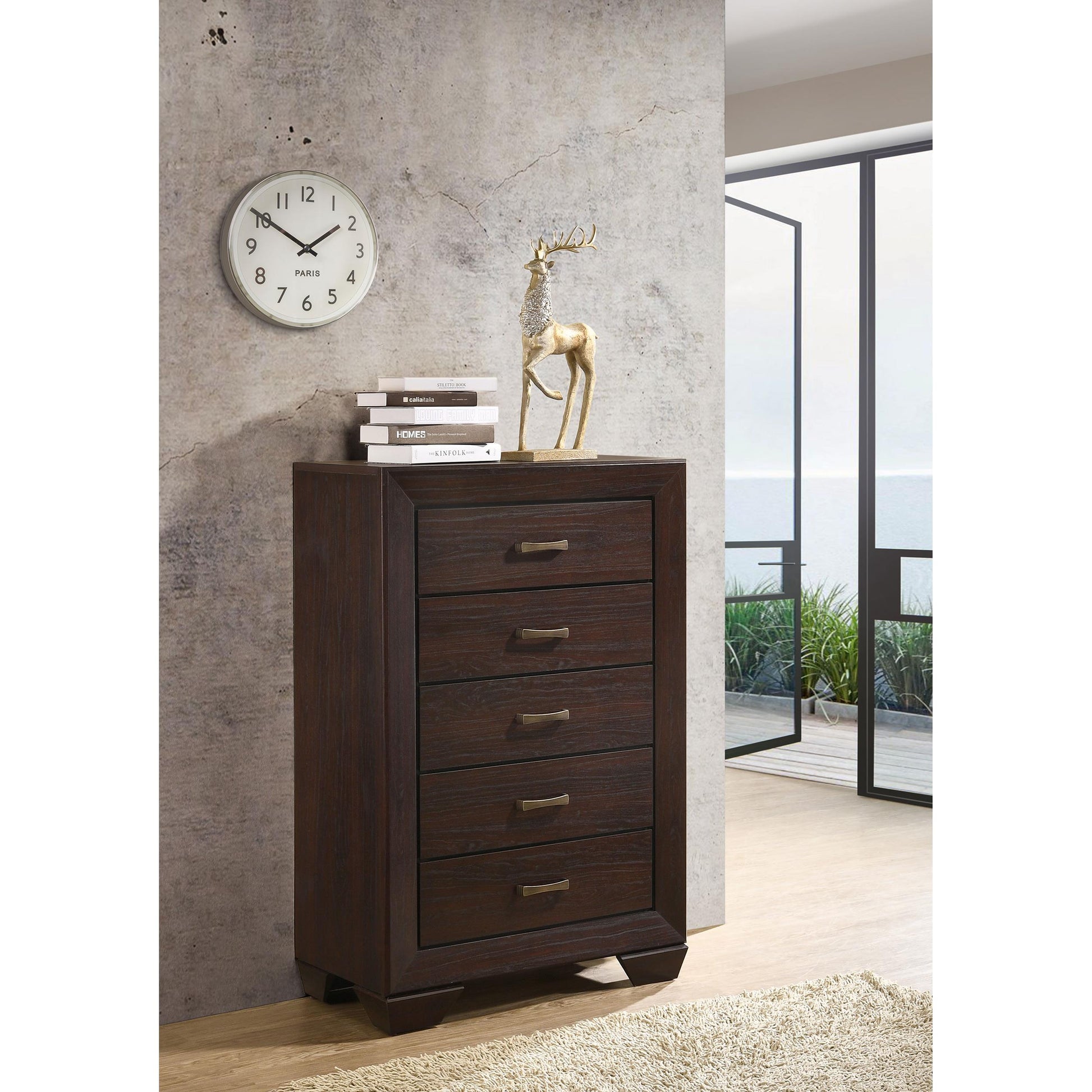  Coaster Furniture Kauffman 204395 5-Drawer Bedroom Chest - Dark Cocoa IMAGE 9