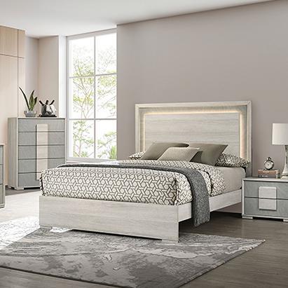  Furniture of America Lincolt FM7201WH 6 pc Queen Panel Bedroom Set IMAGE 1