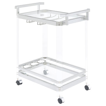  Coaster Furniture Jefferson 902589 2-tier Glass Shelf Acrylic Bar Cart - Chrome IMAGE 1