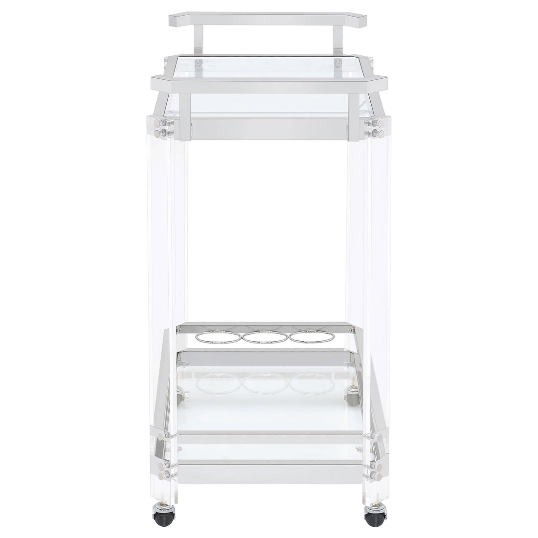  Coaster Furniture Jefferson 902589 2-tier Glass Shelf Acrylic Bar Cart - Chrome IMAGE 1