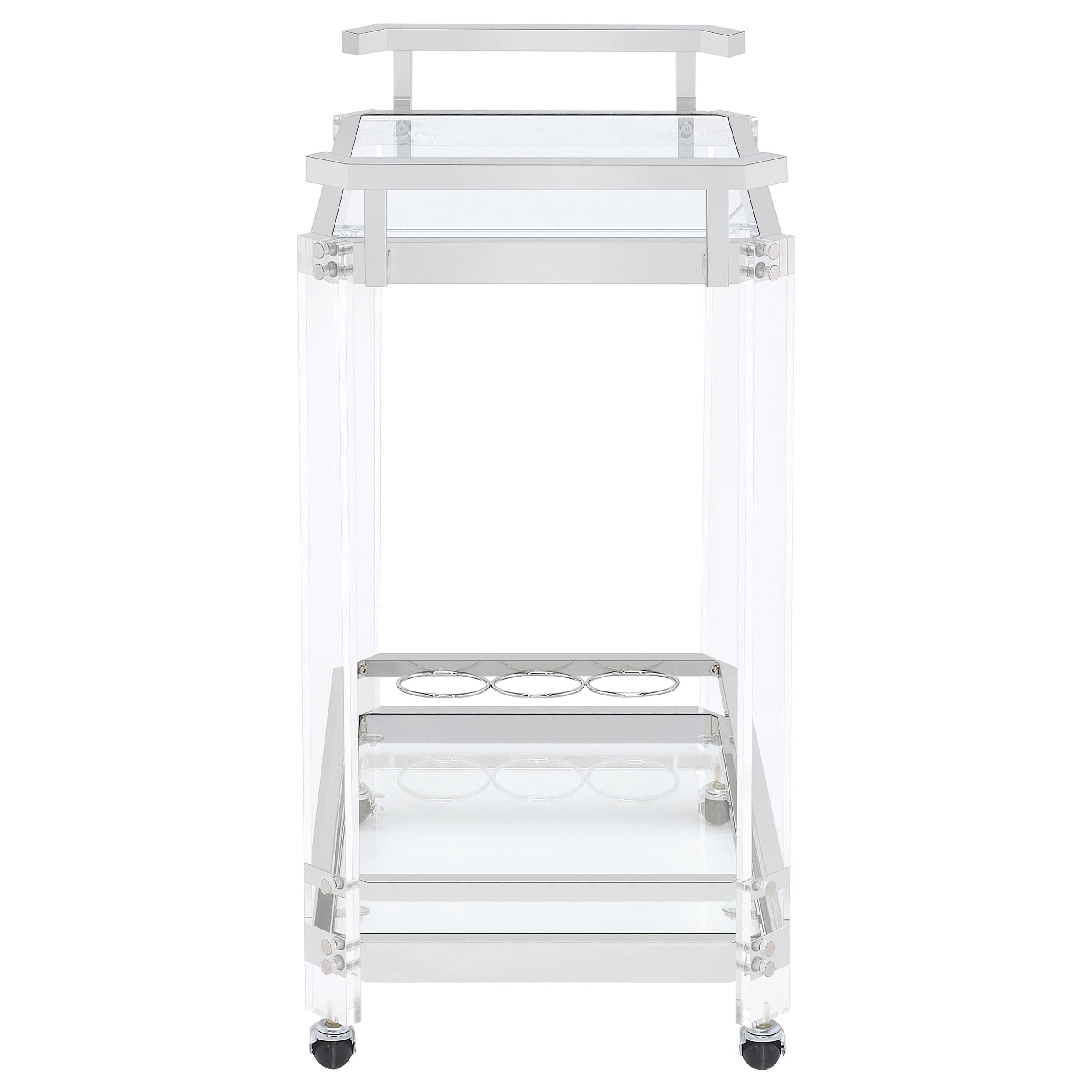  Coaster Furniture Jefferson 902589 2-tier Glass Shelf Acrylic Bar Cart - Chrome IMAGE 2