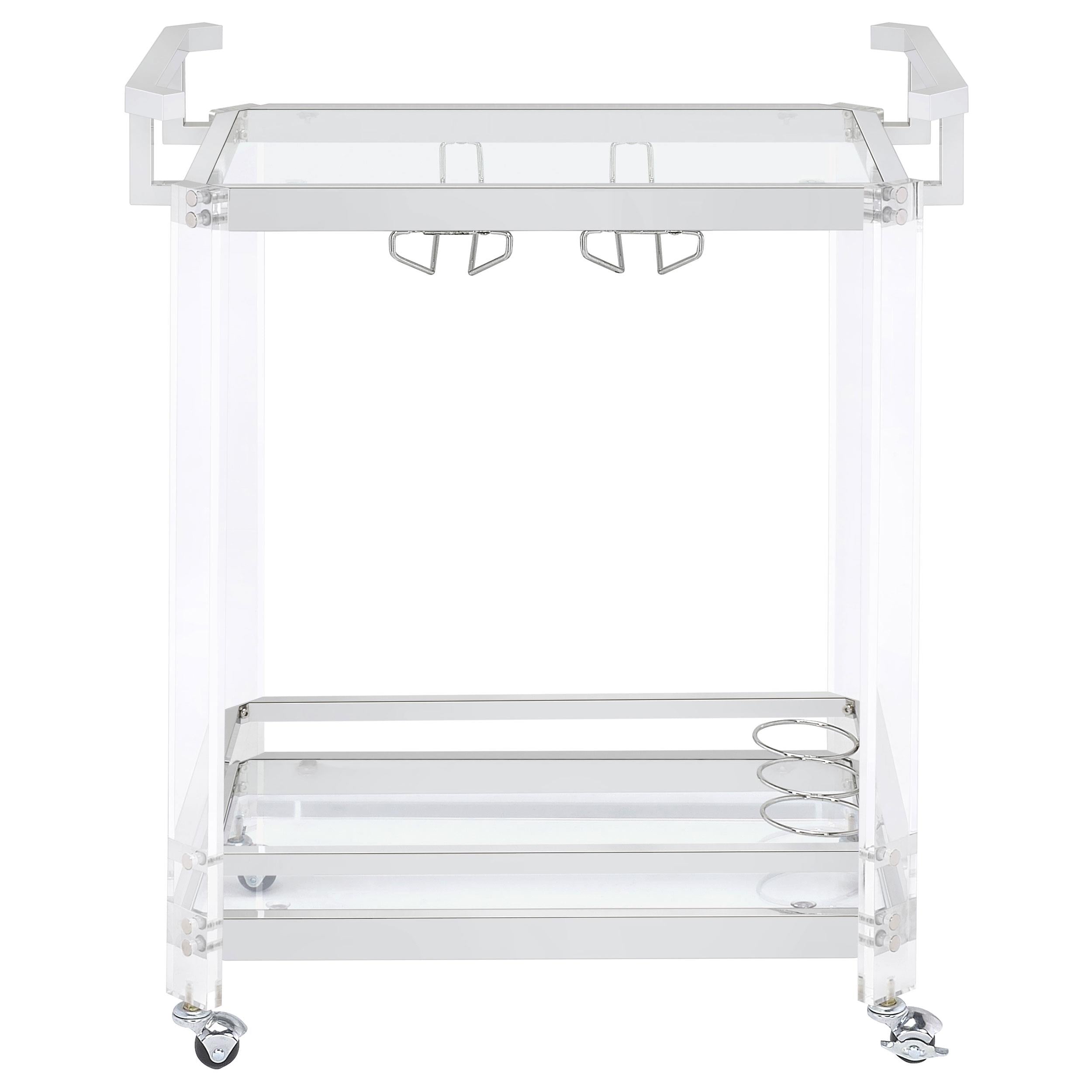  Coaster Furniture Jefferson 902589 2-tier Glass Shelf Acrylic Bar Cart - Chrome IMAGE 3