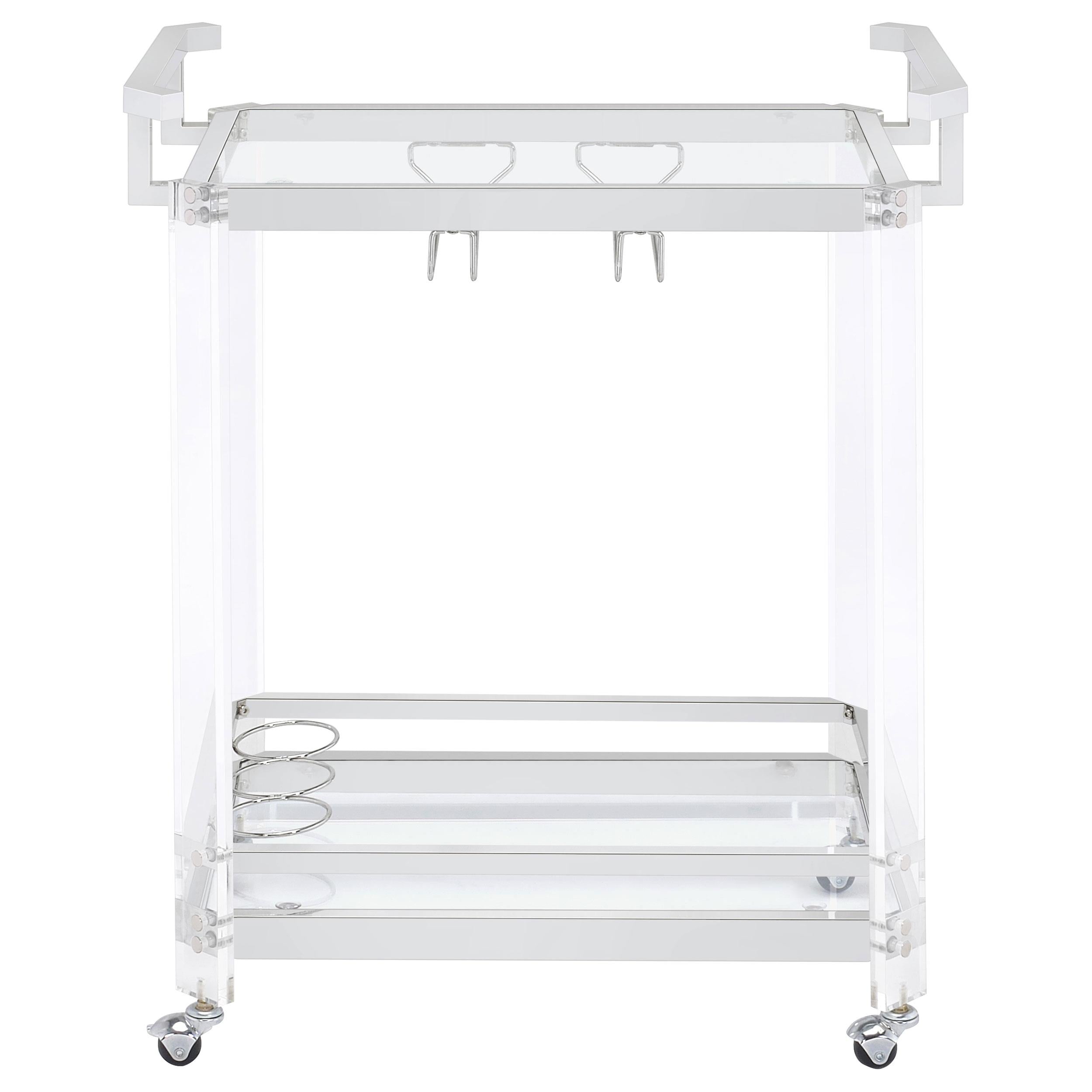  Coaster Furniture Jefferson 902589 2-tier Glass Shelf Acrylic Bar Cart - Chrome IMAGE 5