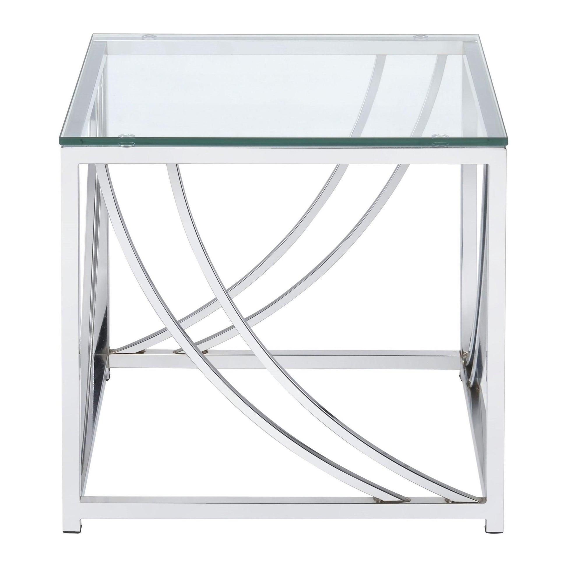  Coaster Furniture Lille 720497 Square Glass Top Side End Table - Chrome IMAGE 1
