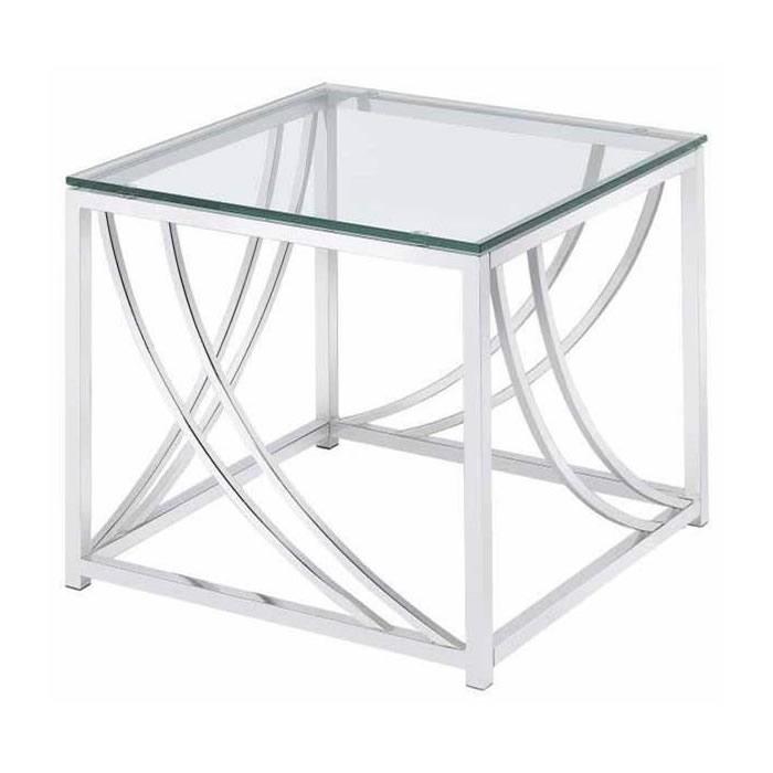  Coaster Furniture Lille 720497 Square Glass Top Side End Table - Chrome IMAGE 1