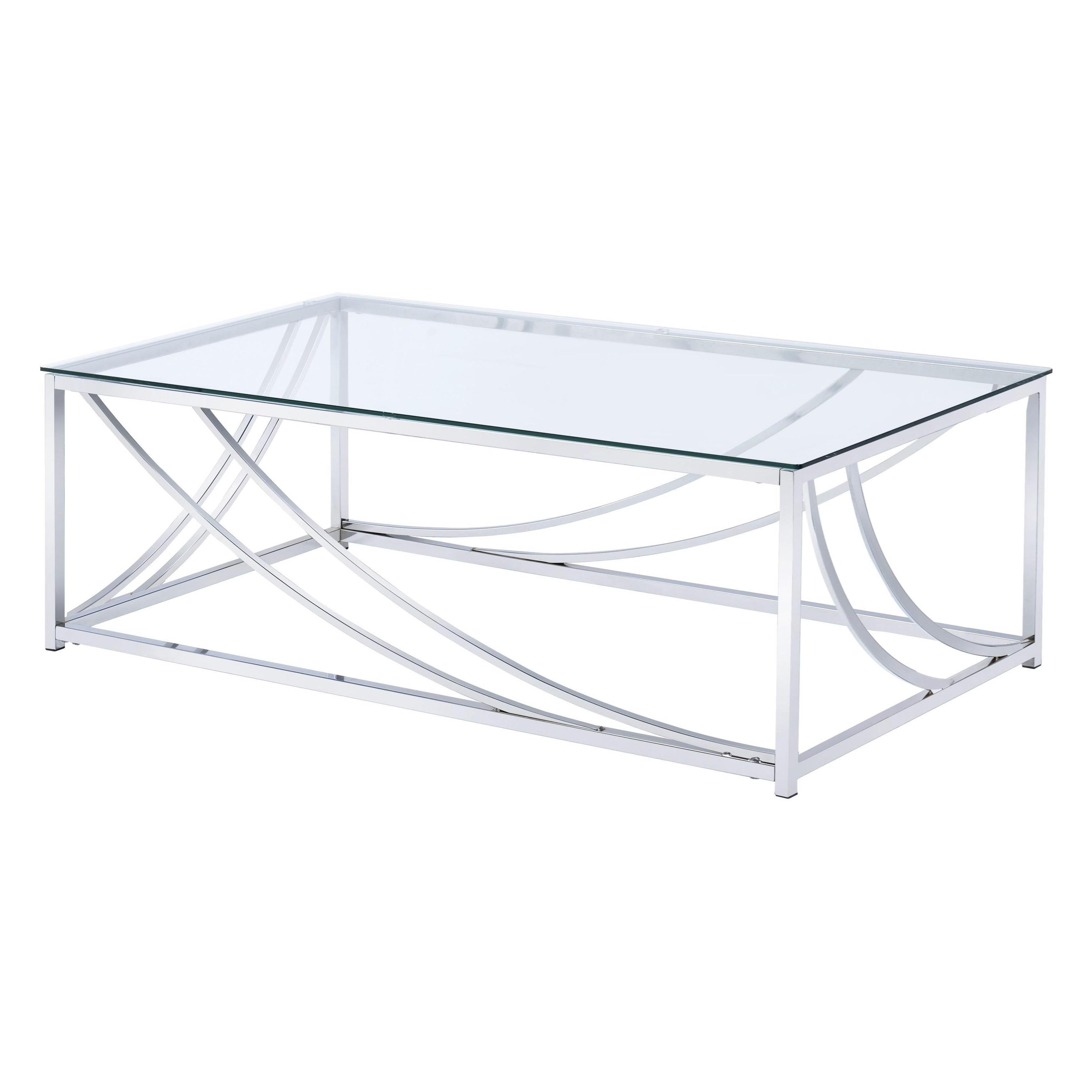  Coaster Furniture Lille 720498 Rectangular Glass Top Coffee Table - Chrome IMAGE 1