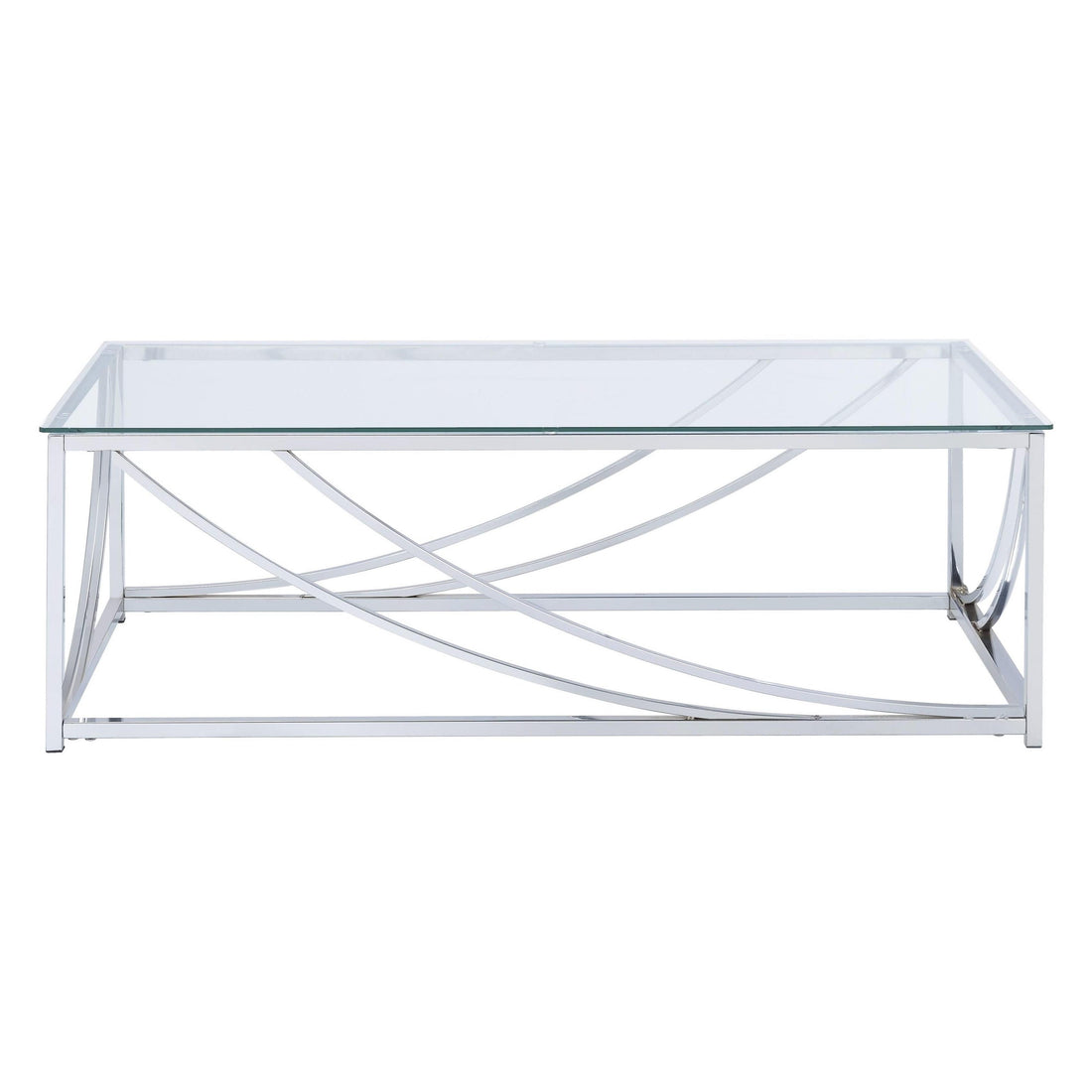  Coaster Furniture Lille 720498 Rectangular Glass Top Coffee Table - Chrome IMAGE 1