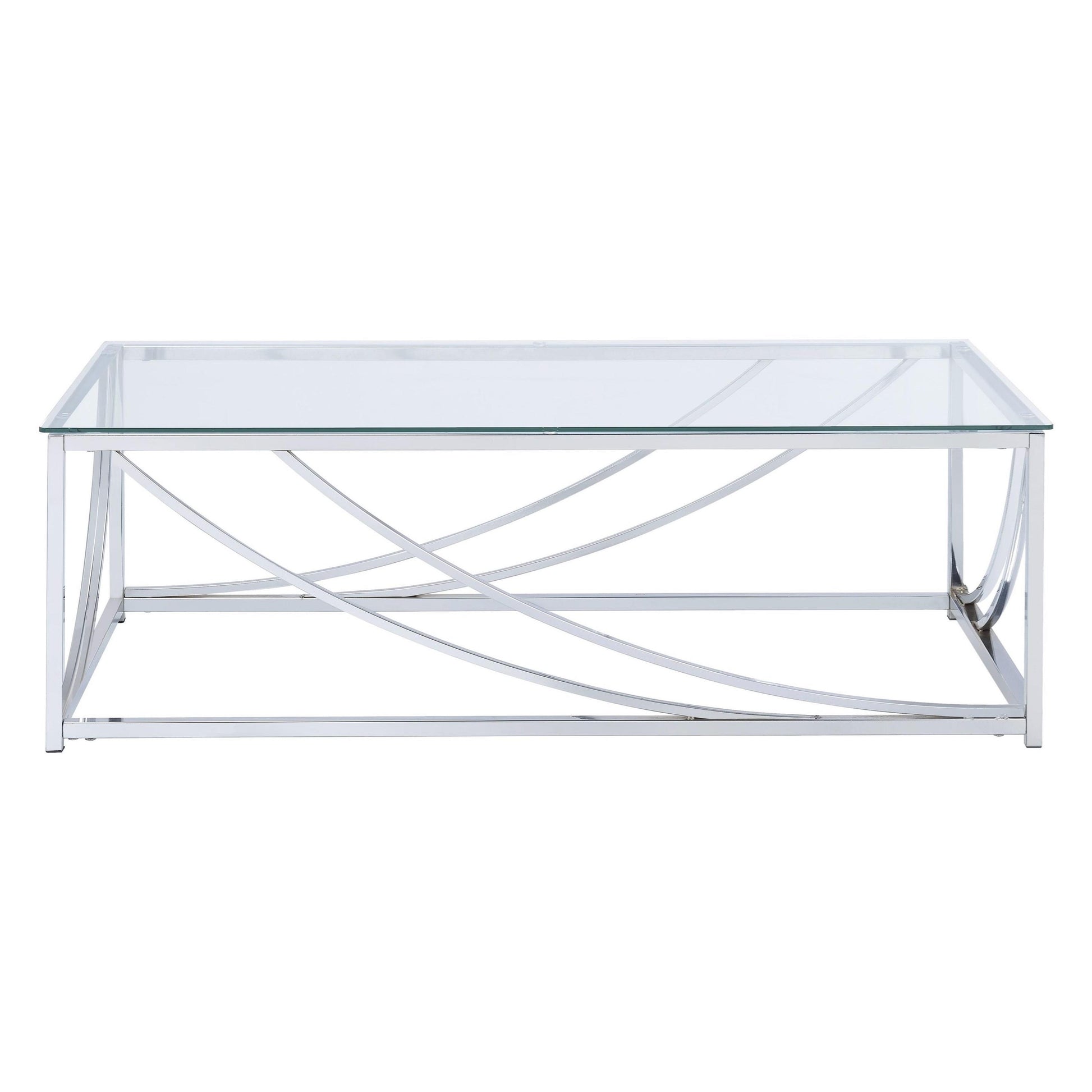  Coaster Furniture Lille 720498 Rectangular Glass Top Coffee Table - Chrome IMAGE 2