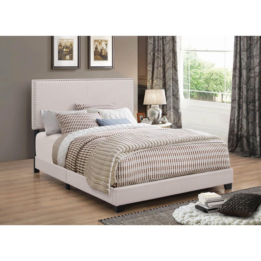  Size_Twin -- Boyd 350051T Upholstered Twin Panel Bed - Ivory IMAGE 1