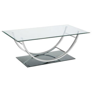  Coaster Furniture Danville 704988 Rectangular U-Shaped Glass Top Coffee Table - Chrome IMAGE 1