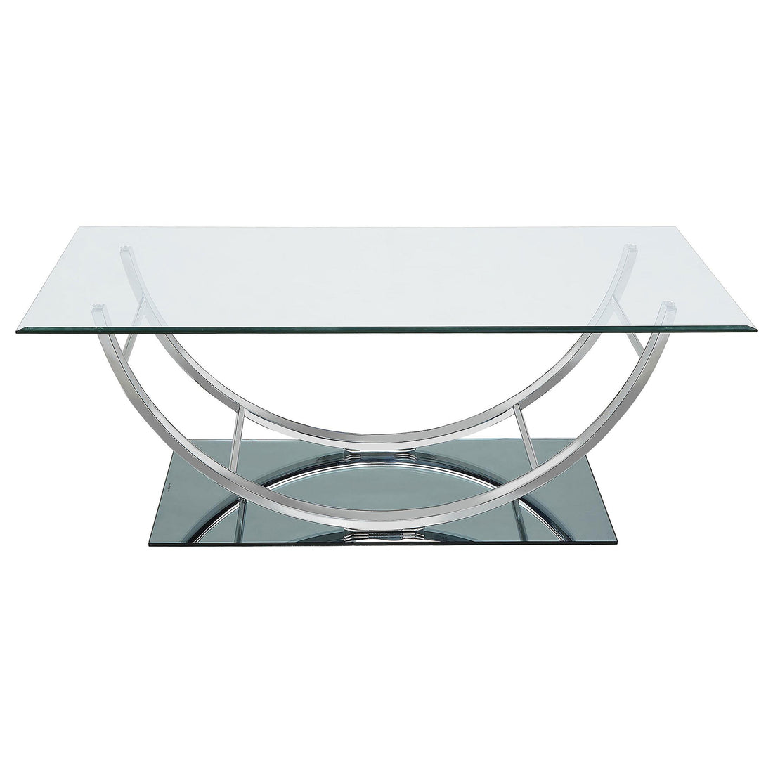  Coaster Furniture Danville 704988 Rectangular U-Shaped Glass Top Coffee Table - Chrome IMAGE 1