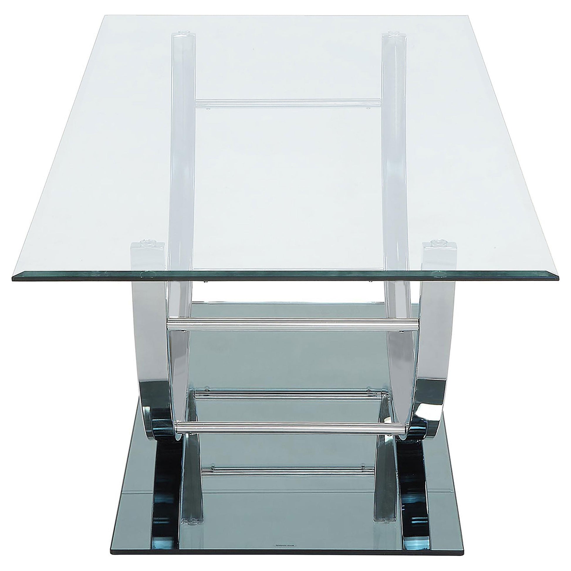  Coaster Furniture Danville 704988 Rectangular U-Shaped Glass Top Coffee Table - Chrome IMAGE 4