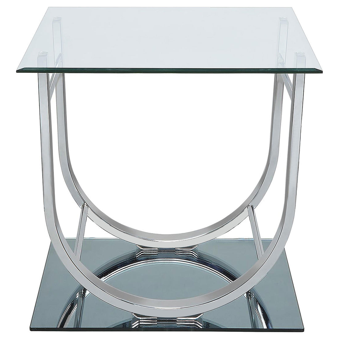  Coaster Furniture Danville 704987 Square U-Shaped Glass Top Side End Table - Chrome IMAGE 1