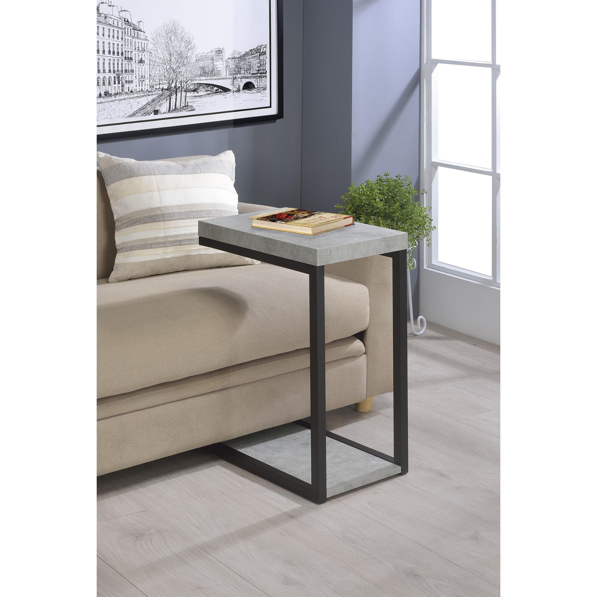  Coaster Furniture Beck 902933 Engineered Wood C-Shape Sofa Side Table - Cement IMAGE 5