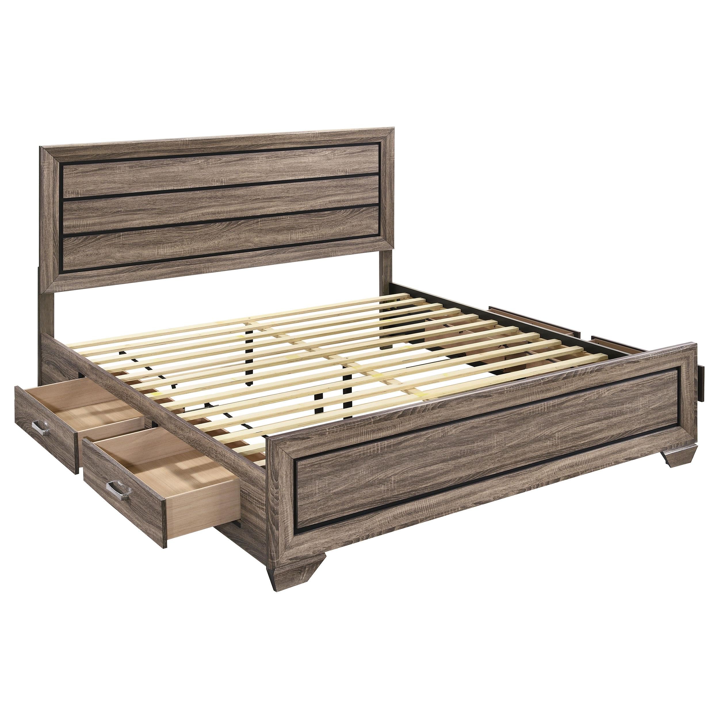  Size_King -- Kauffman 204190KE Wood Eastern King Storage Panel Bed - Washed Taupe IMAGE 2