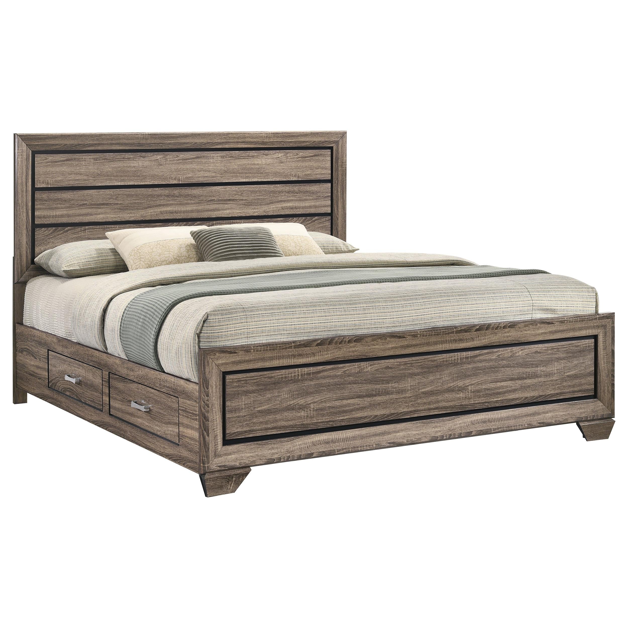  Size_King -- Kauffman 204190KE Wood Eastern King Storage Panel Bed - Washed Taupe IMAGE 3