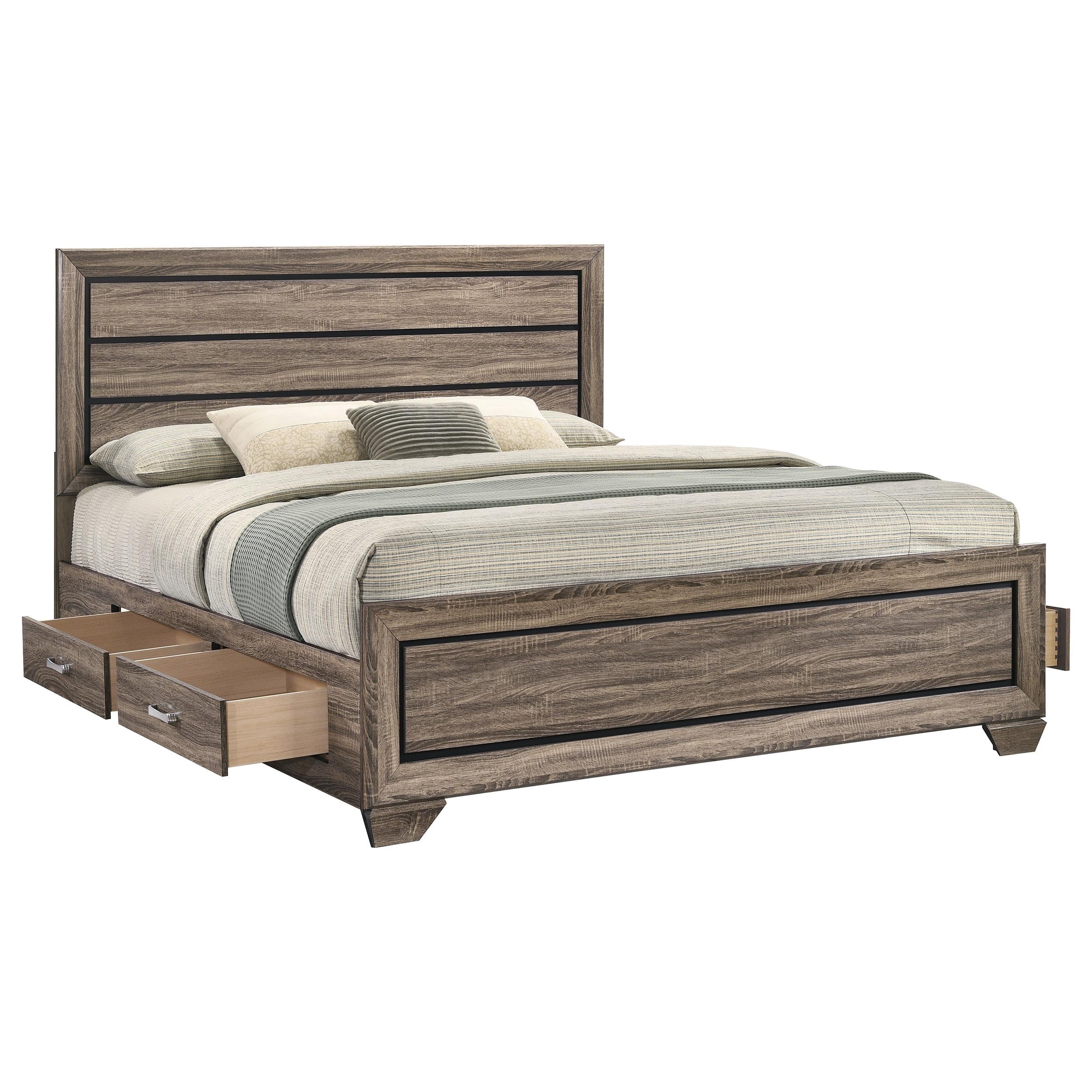  Size_King -- Kauffman 204190KE Wood Eastern King Storage Panel Bed - Washed Taupe IMAGE 4