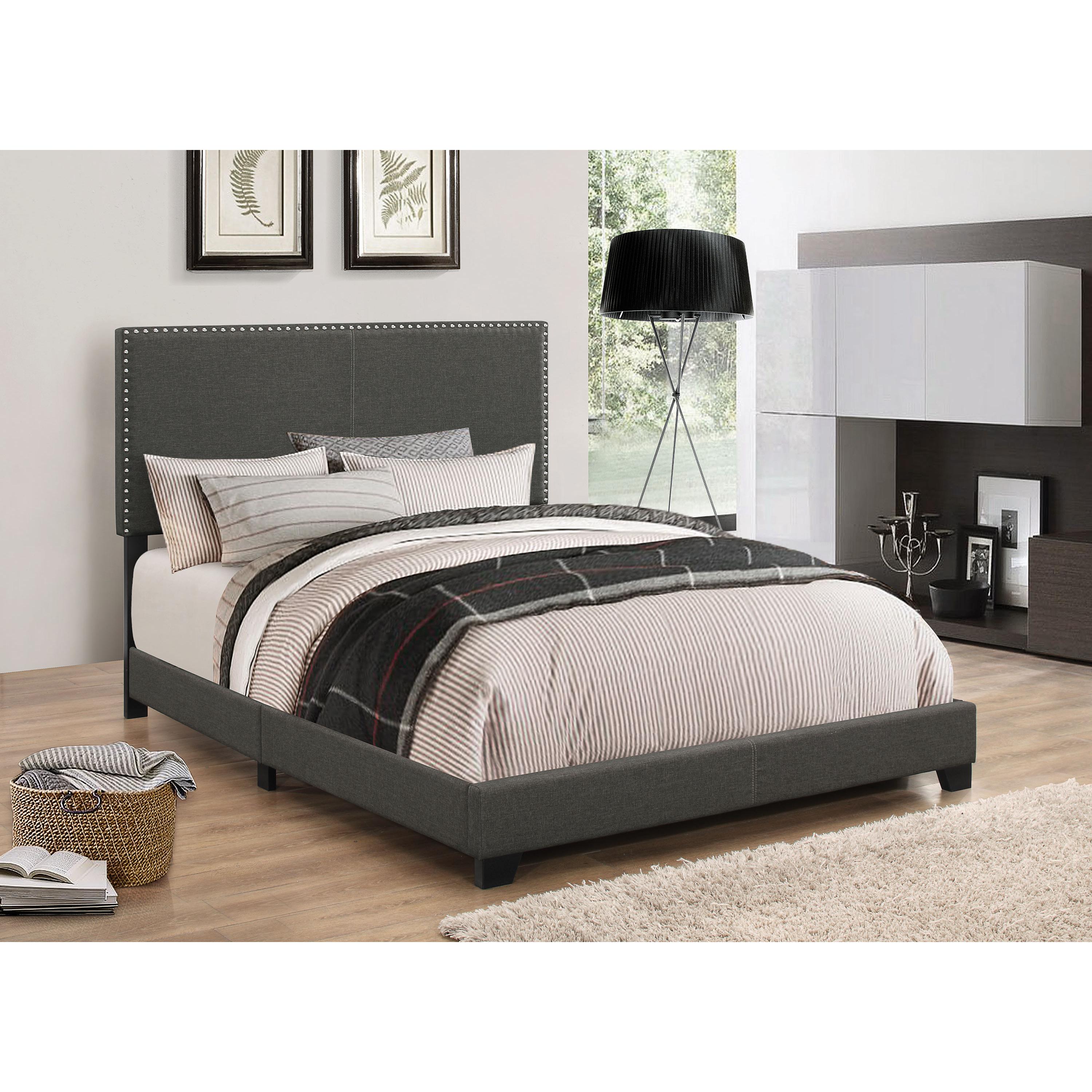  Size_Queen  -- Boyd 350061Q Upholstered Queen Panel Bed - Charcoal IMAGE 1