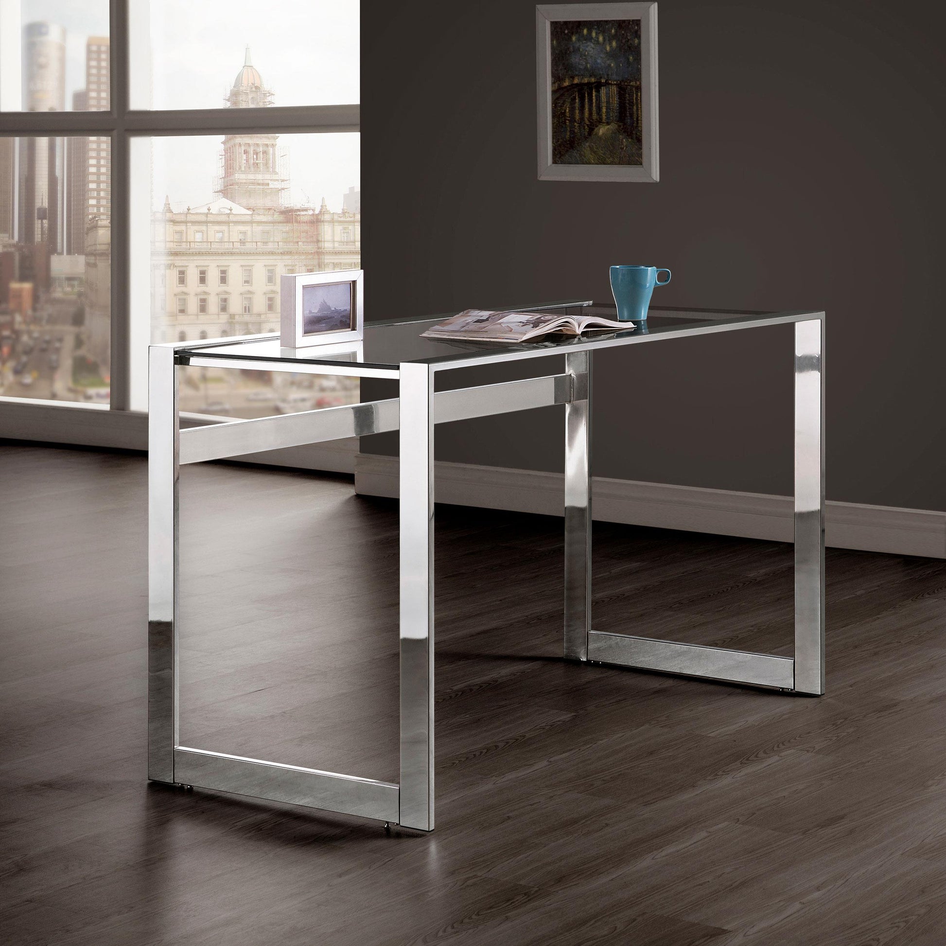  Coaster Furniture Hartford 800746 47-inch Glass Top Writing Desk - Chrome IMAGE 9