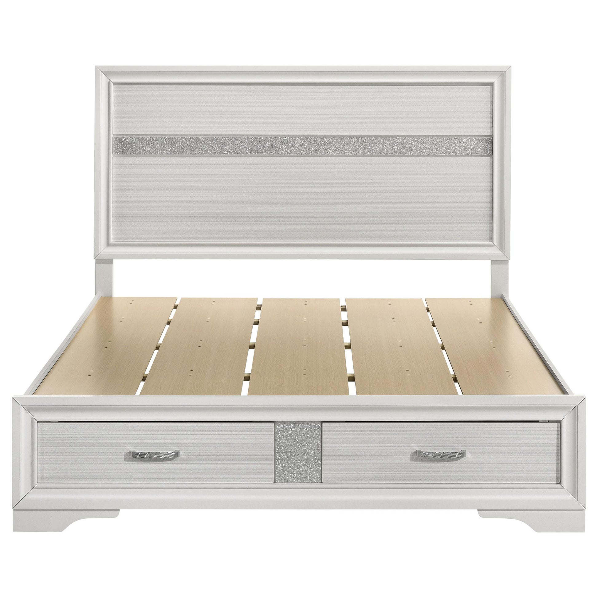  Size_Queen  -- Miranda 205111Q 51-inch Wood Queen Storage Panel Bed - White IMAGE 3