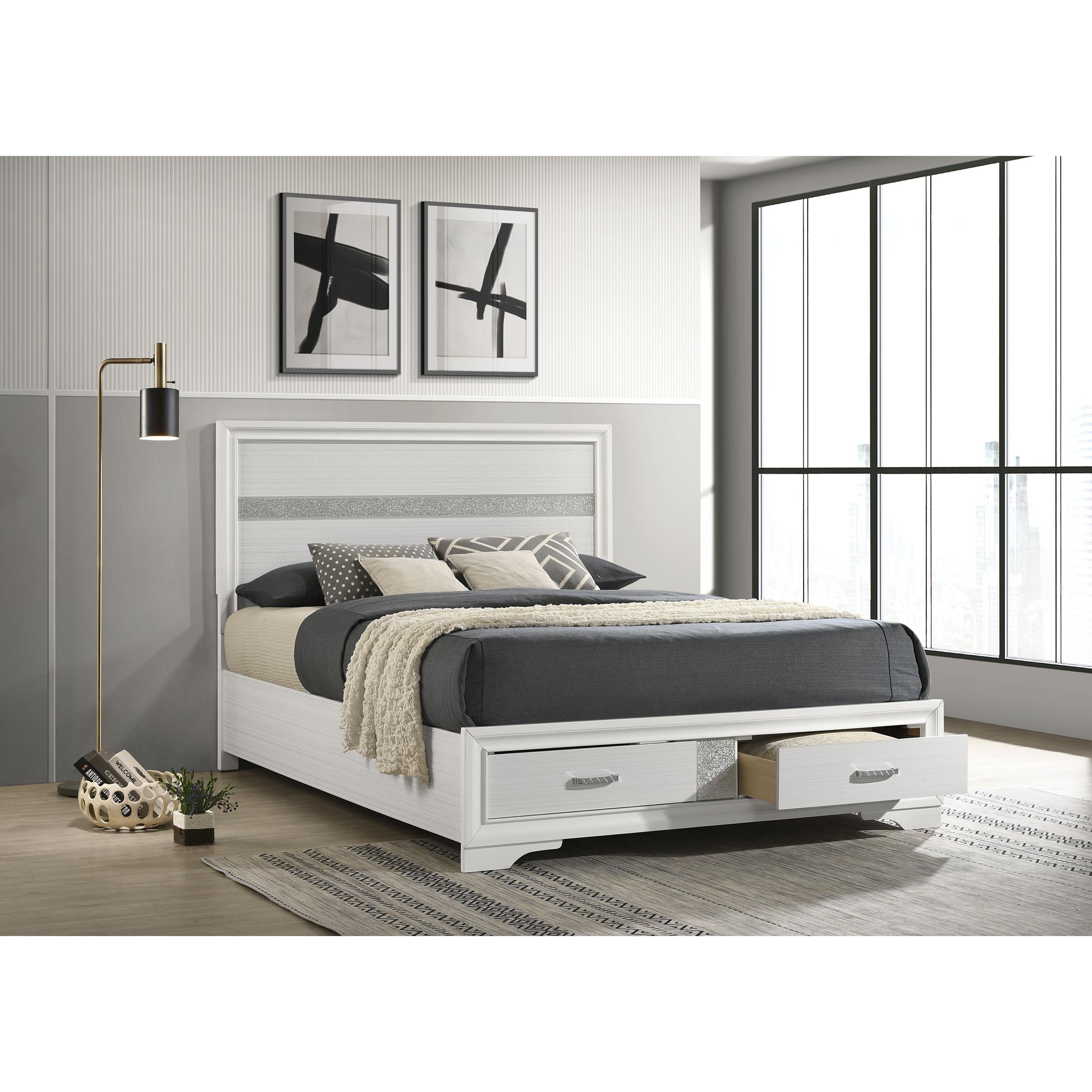  Size_Queen  -- Miranda 205111Q 51-inch Wood Queen Storage Panel Bed - White IMAGE 6
