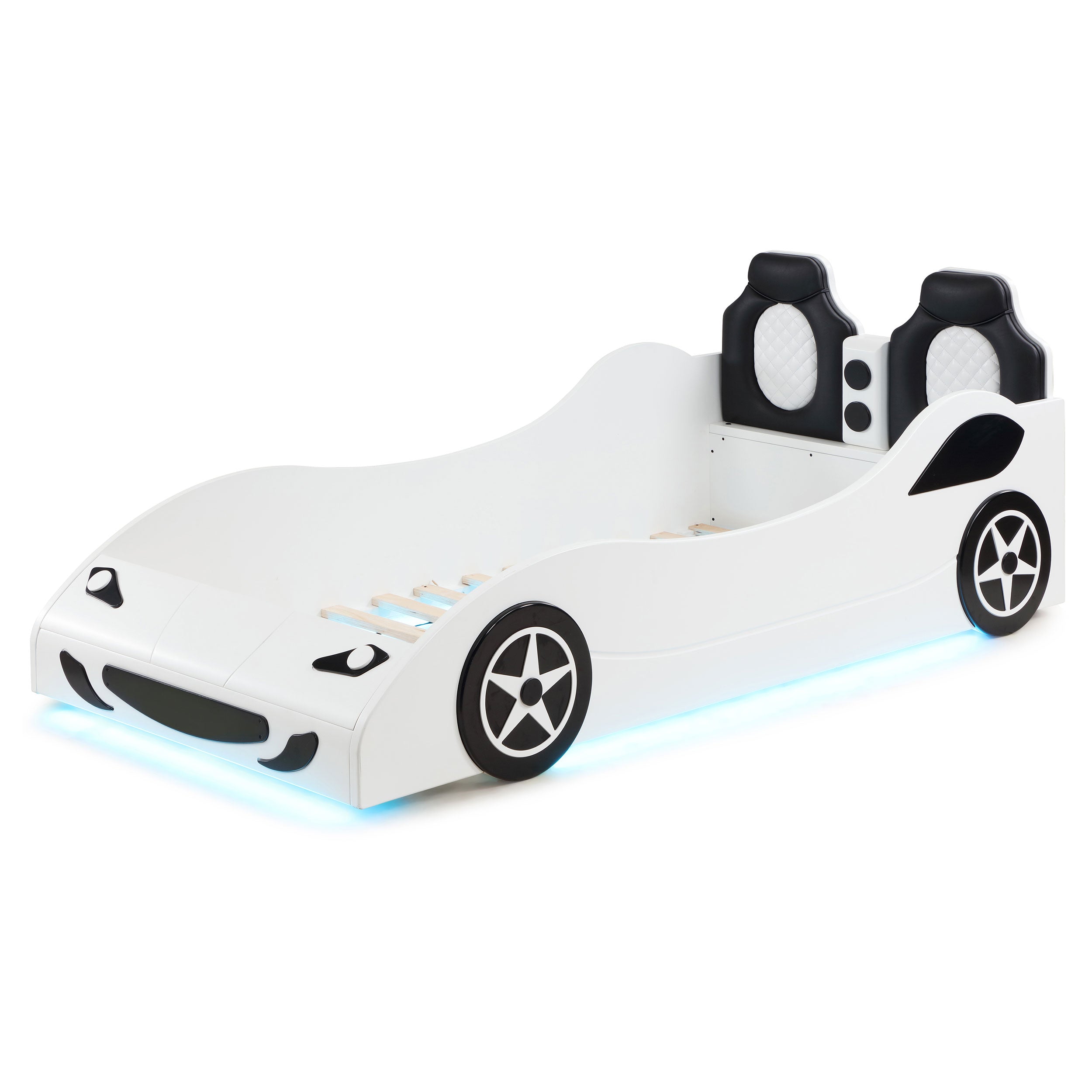 Tron Wood LED Race Car Bed (Available in Red, White, Blue)
