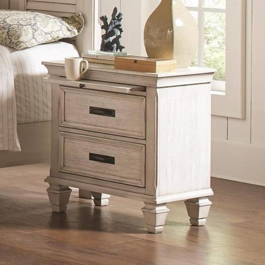  Coaster Furniture Franco 205332 2-Drawer Nightstand - Distressed White IMAGE 1