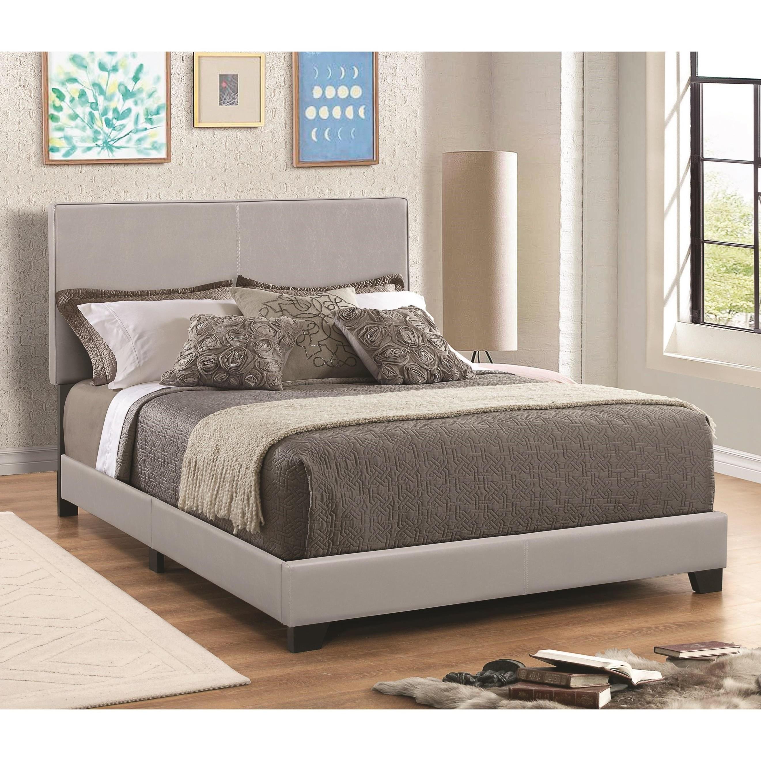  Size_Full  -- Dorian 300763F Faux Leather Upholstered Full Panel Bed - Grey IMAGE 1
