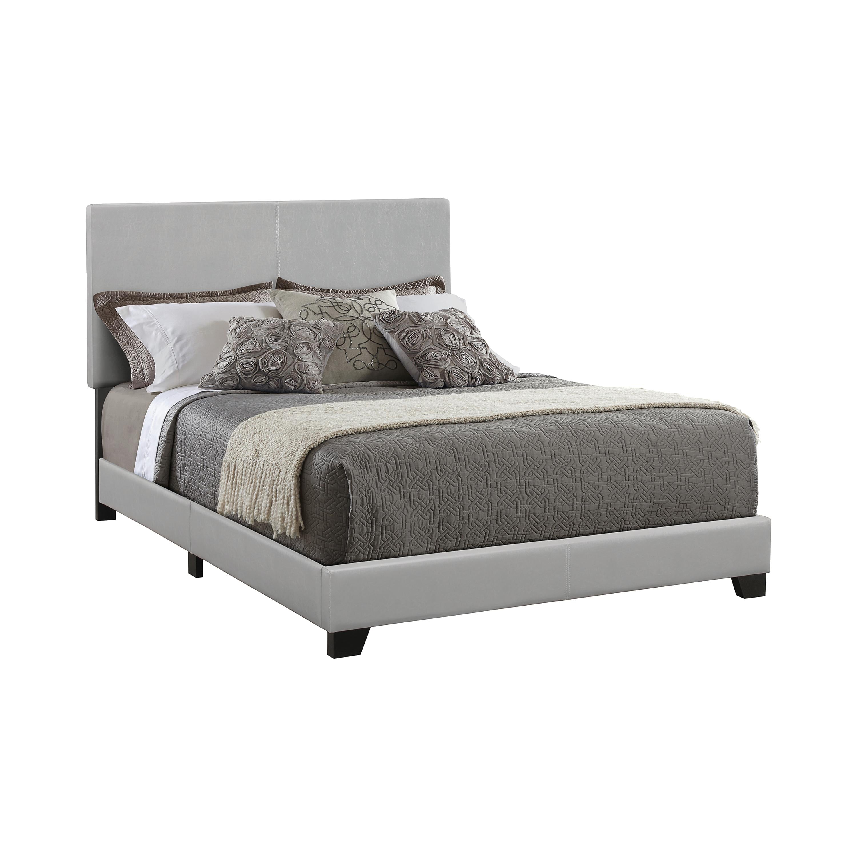  Size_Queen  -- Dorian 300763Q Faux Leather Upholstered Queen Panel Bed - Grey IMAGE 1