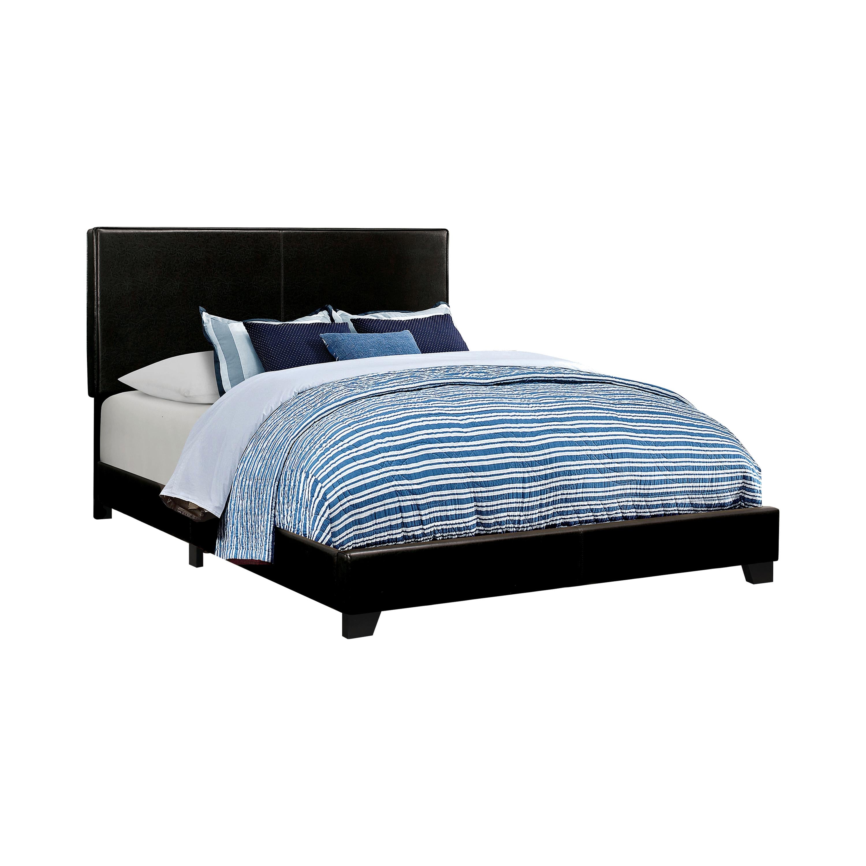  Size_Queen  -- Dorian 300761Q Faux Leather Upholstered Queen Panel Bed - Black IMAGE 1