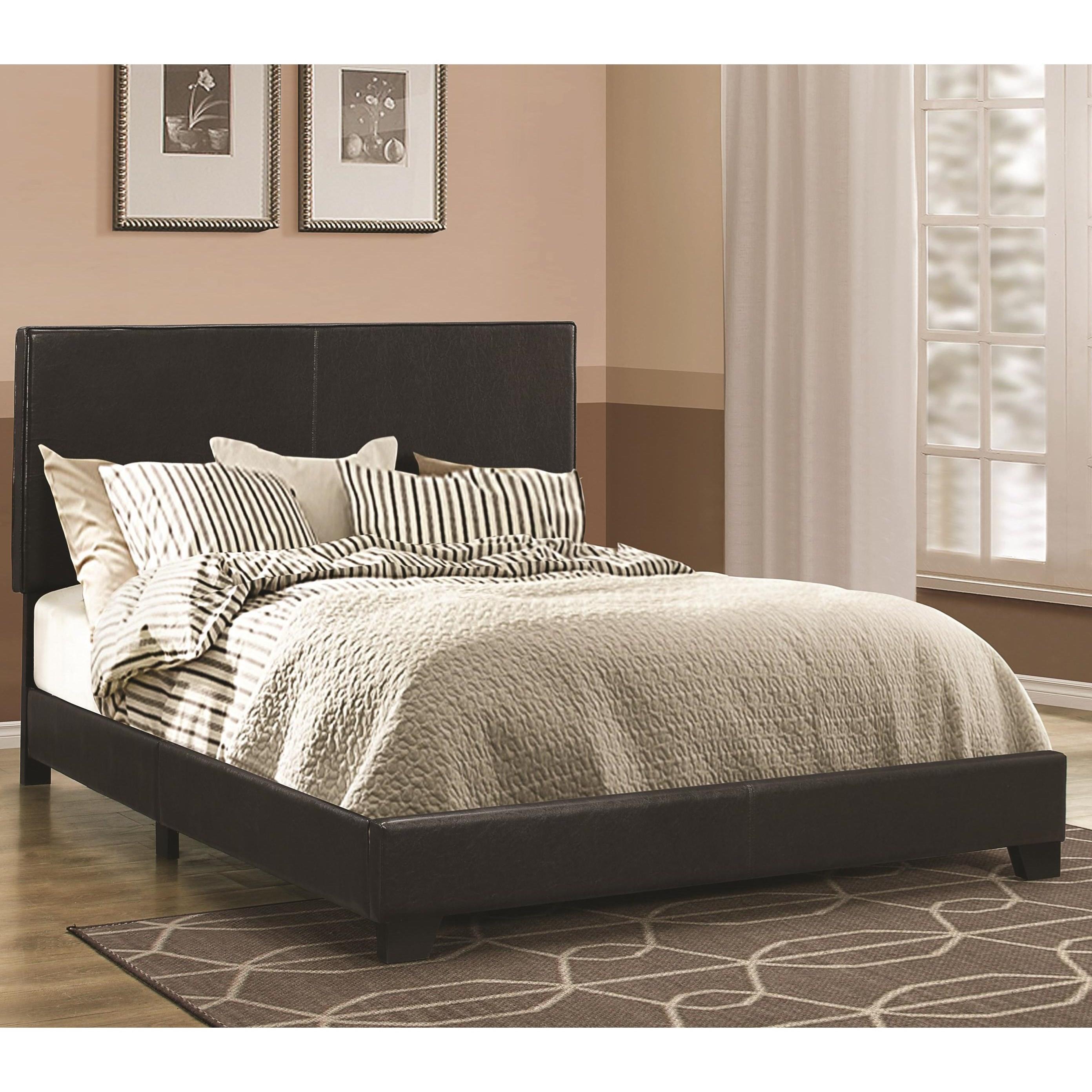  Size_Queen  -- Dorian 300761Q Faux Leather Upholstered Queen Panel Bed - Black IMAGE 2