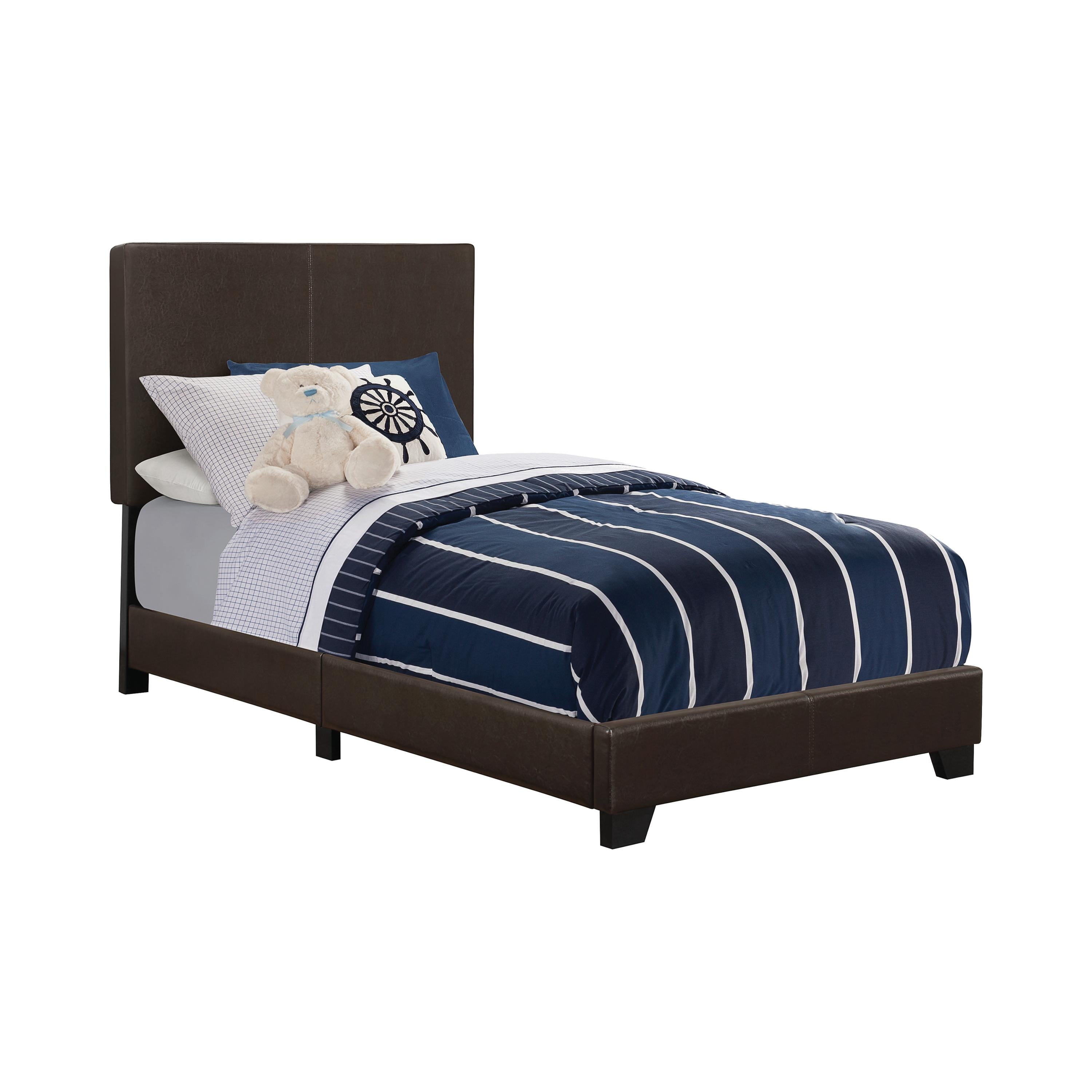  Size_Twin  -- Dorian 300762T Faux Leather Upholstered Twin Panel Bed - Brown IMAGE 1