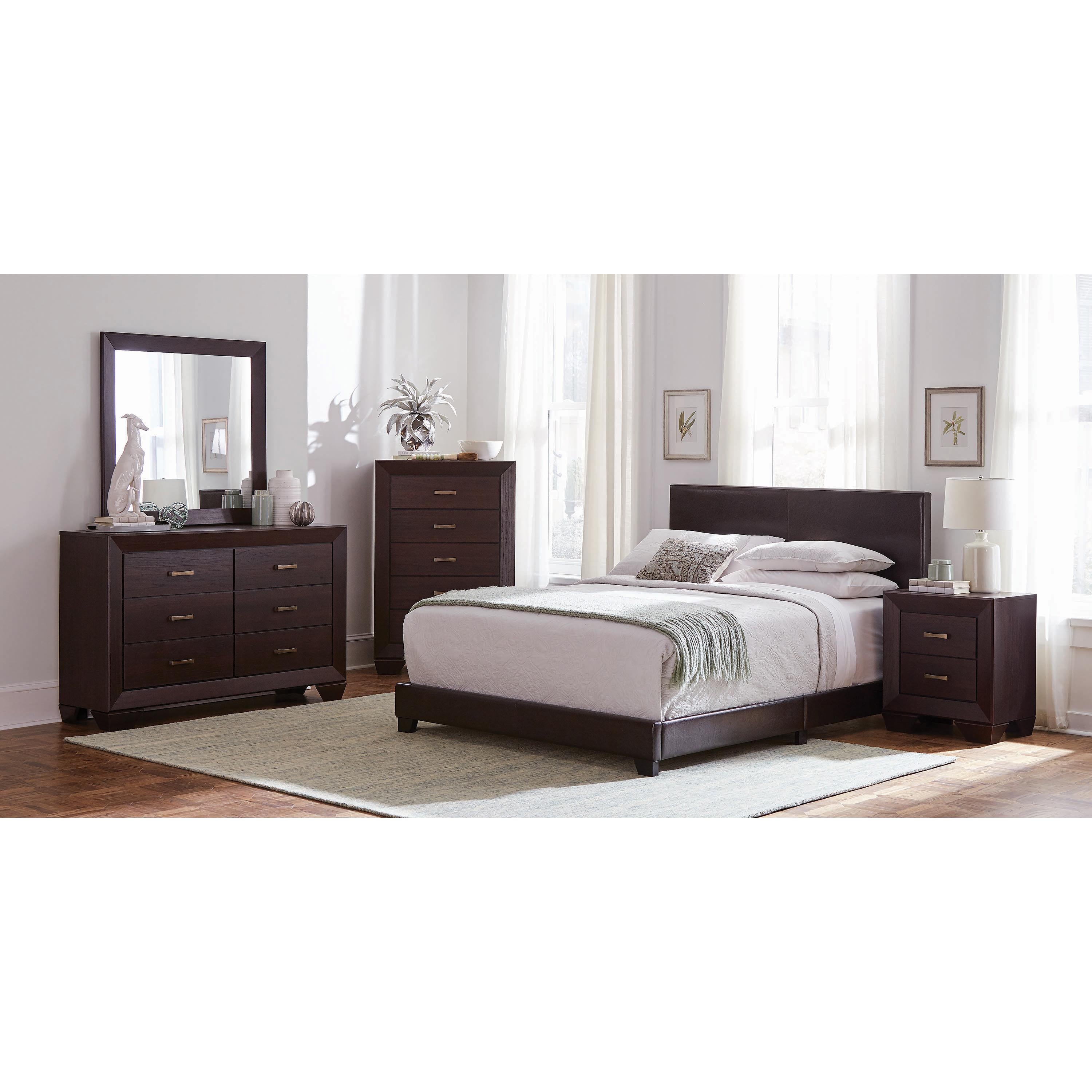  Size_Twin  -- Dorian 300762T Faux Leather Upholstered Twin Panel Bed - Brown IMAGE 3