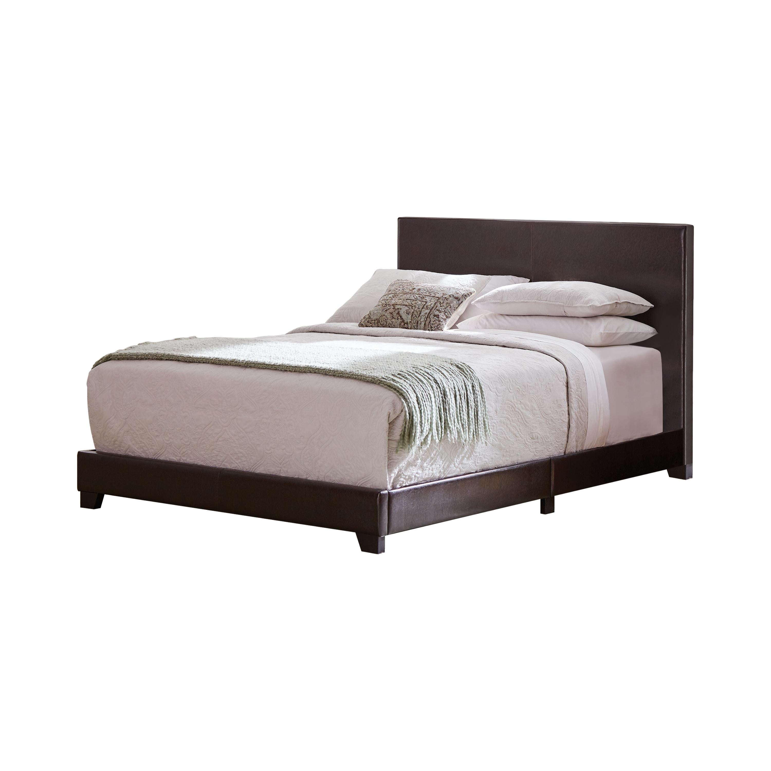  Size_Queen  -- Dorian 300762Q Faux Leather Upholstered Queen Panel Bed - Brown IMAGE 1