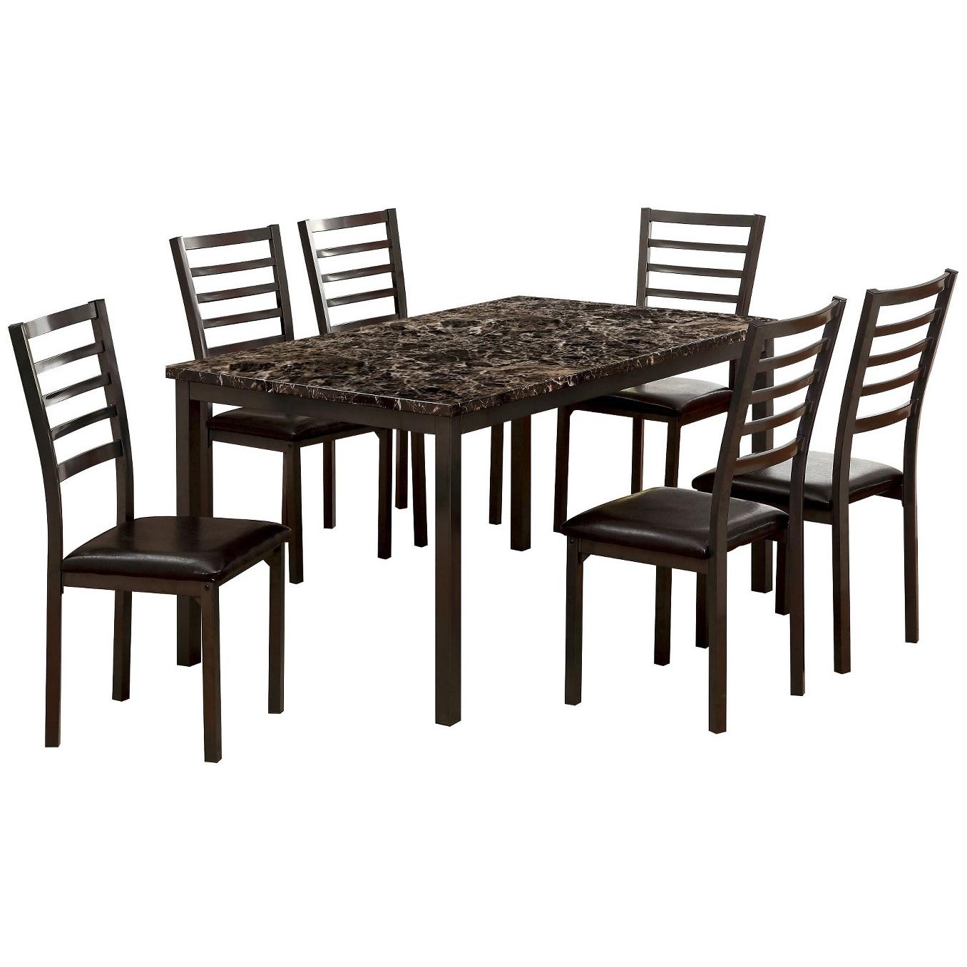  Furniture of America Colman Dining Table with Faux Marble Top CM3615T-60 IMAGE 2