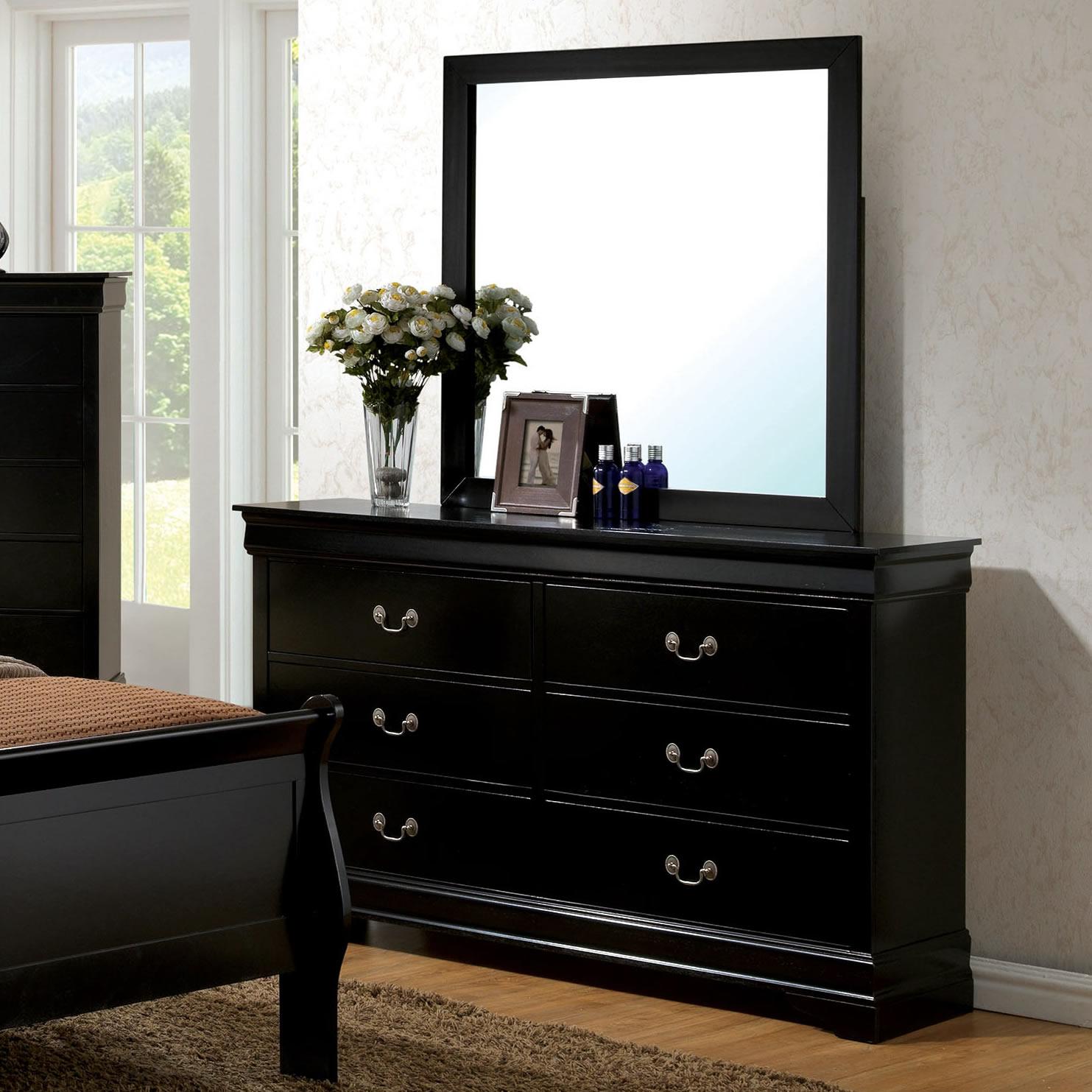  Furniture of America Louis Philippe Dresser Mirror CM7866BK-M IMAGE 2
