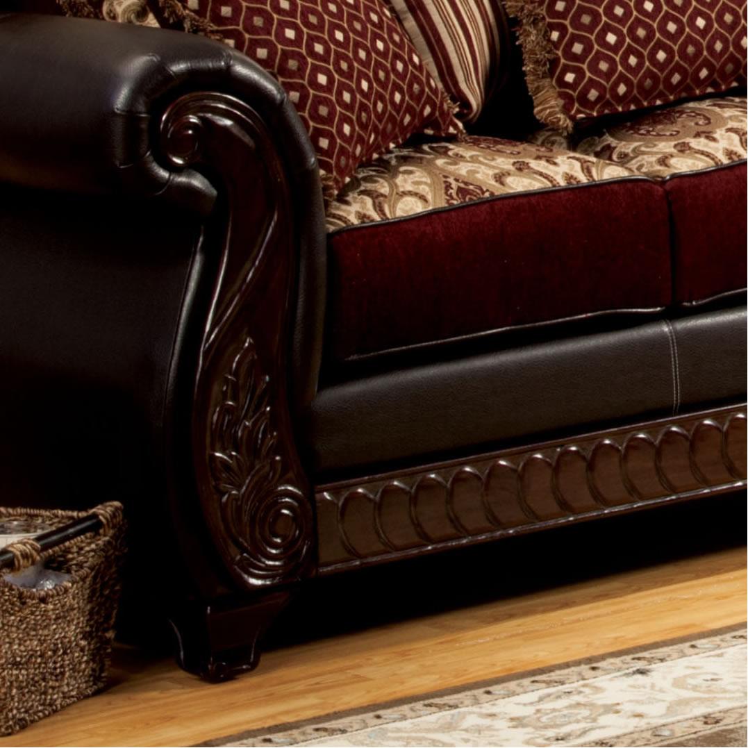  Furniture of America Franklin Stationary Fabric and Leather Look Sofa SM6106N-SF IMAGE 2