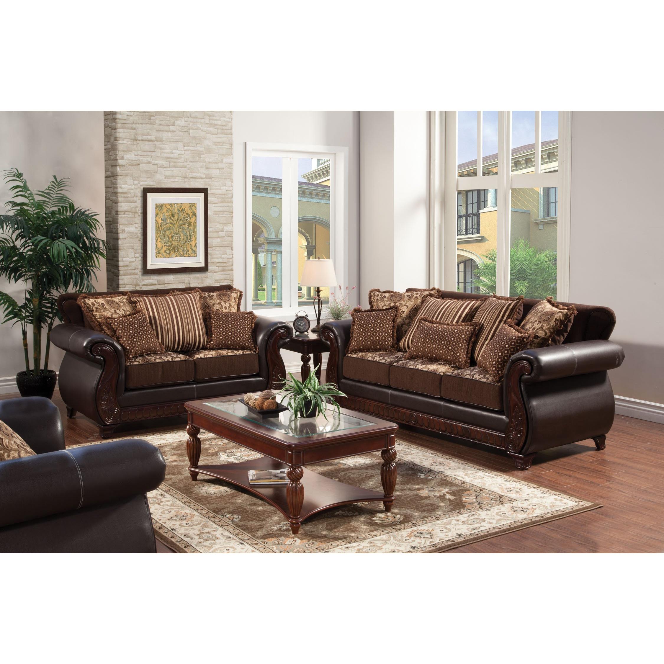  Furniture of America Franklin Stationary Fabric and Leather Look Sofa SM6107N-SF IMAGE 3