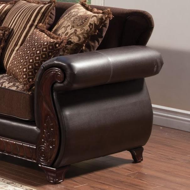  Furniture of America Franklin Stationary Fabric and Leather Look Loveseat SM6107N-LV IMAGE 2