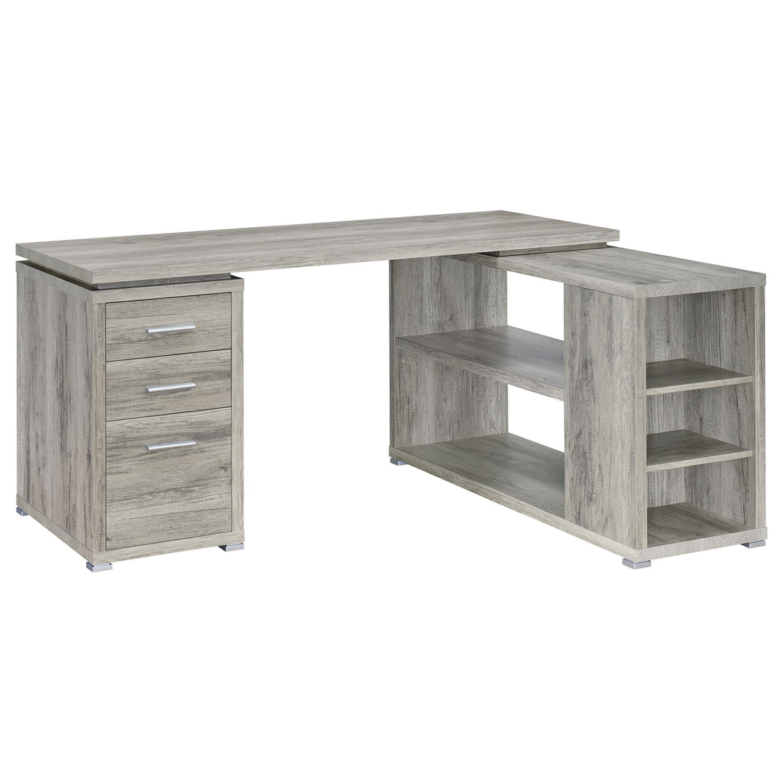  Coaster Furniture Yvette 801516 60-inch 3-Drawer L-Shape Computer Desk - Grey Driftwood IMAGE 1