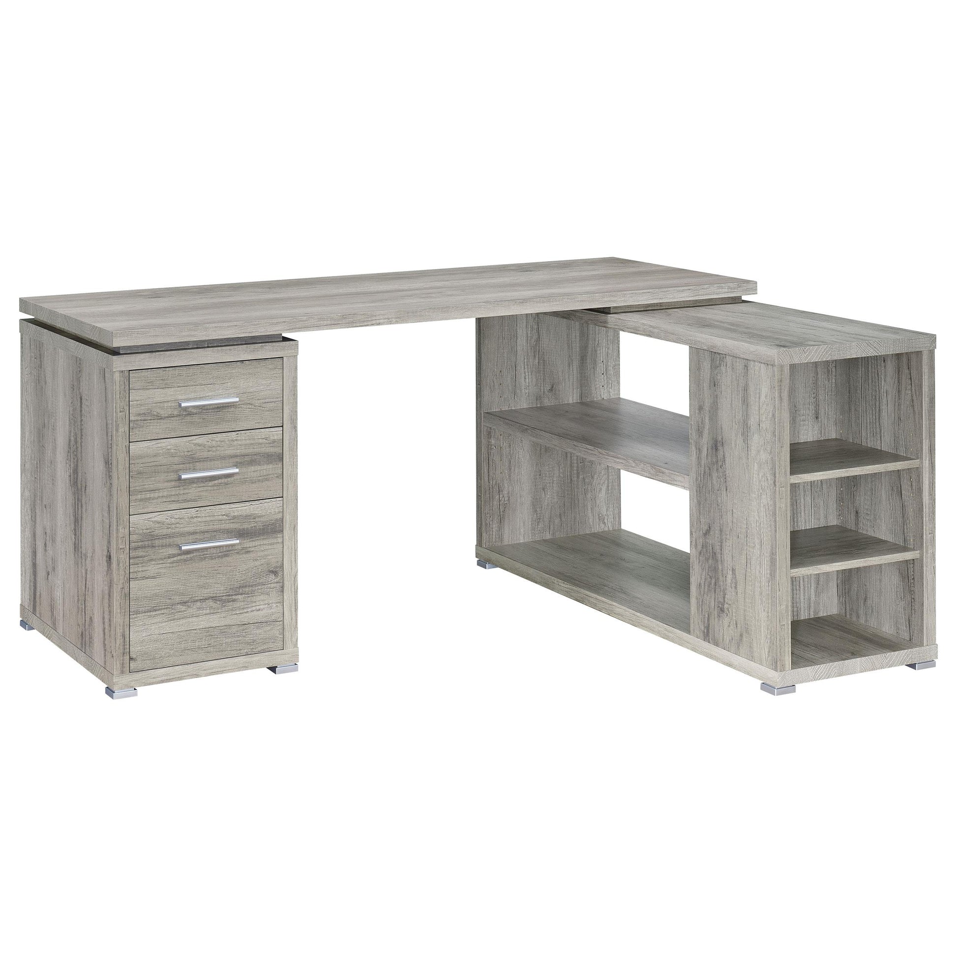  Coaster Furniture Yvette 801516 60-inch 3-Drawer L-Shape Computer Desk - Grey Driftwood IMAGE 1