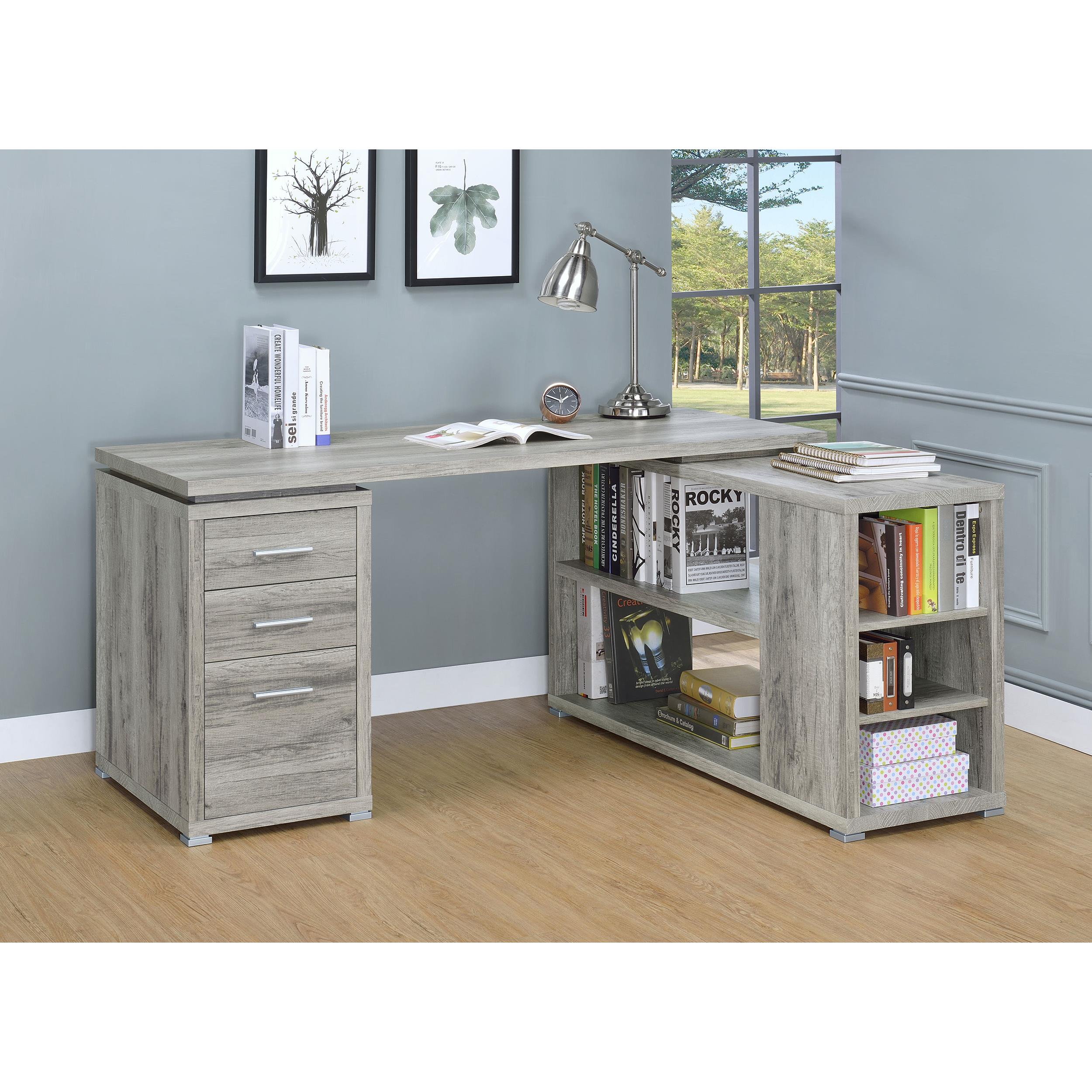  Coaster Furniture Yvette 801516 60-inch 3-Drawer L-Shape Computer Desk - Grey Driftwood IMAGE 11