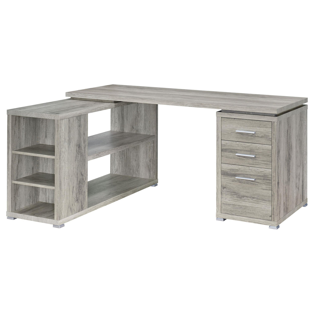 Coaster Furniture Yvette 801516 60-inch 3-Drawer L-Shape Computer Desk - Grey Driftwood IMAGE 1